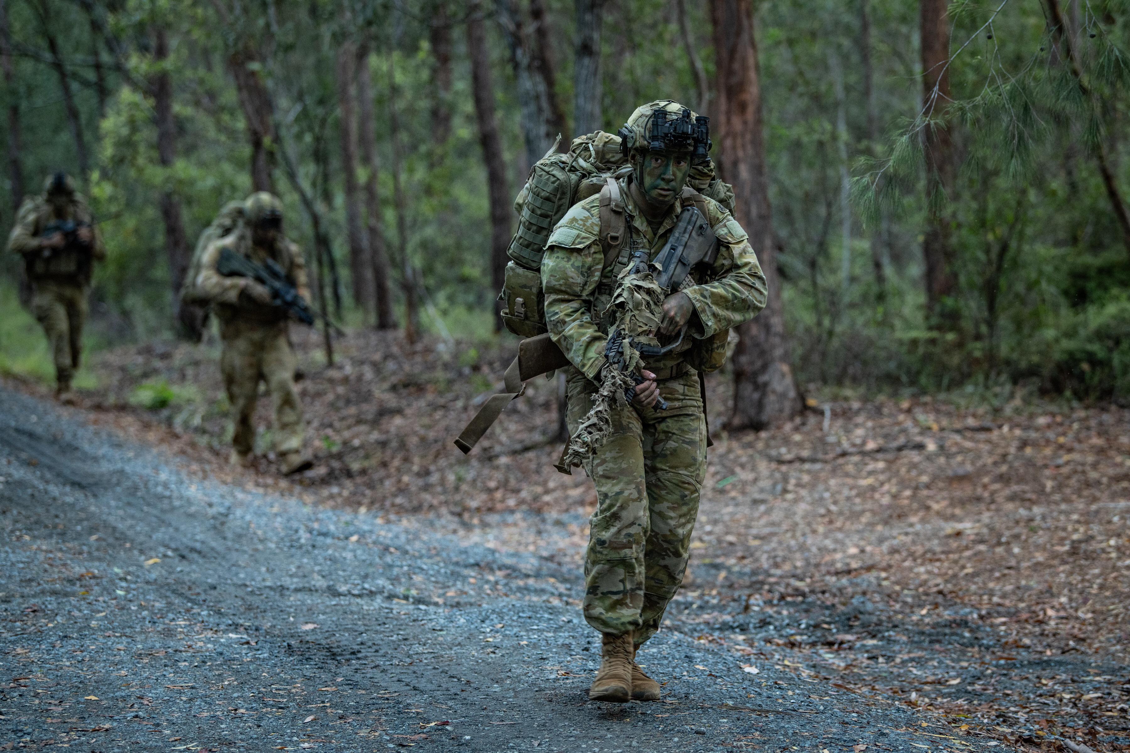 Soldiers from 8/9 RAR during training at the Canungra Field Training
