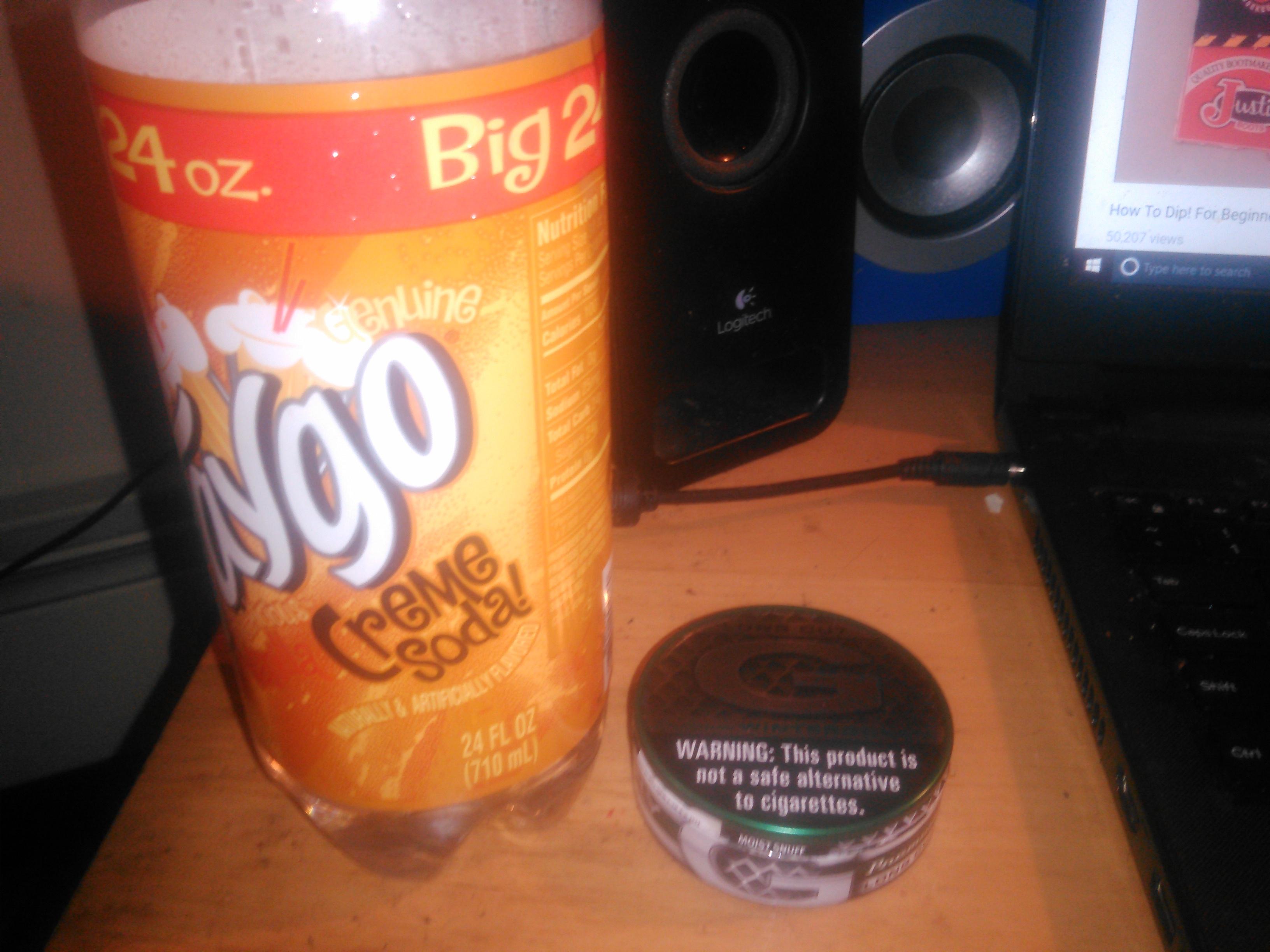 My soda/Dip combo Faygo Creme Soda and Grizzly Wintergreen
