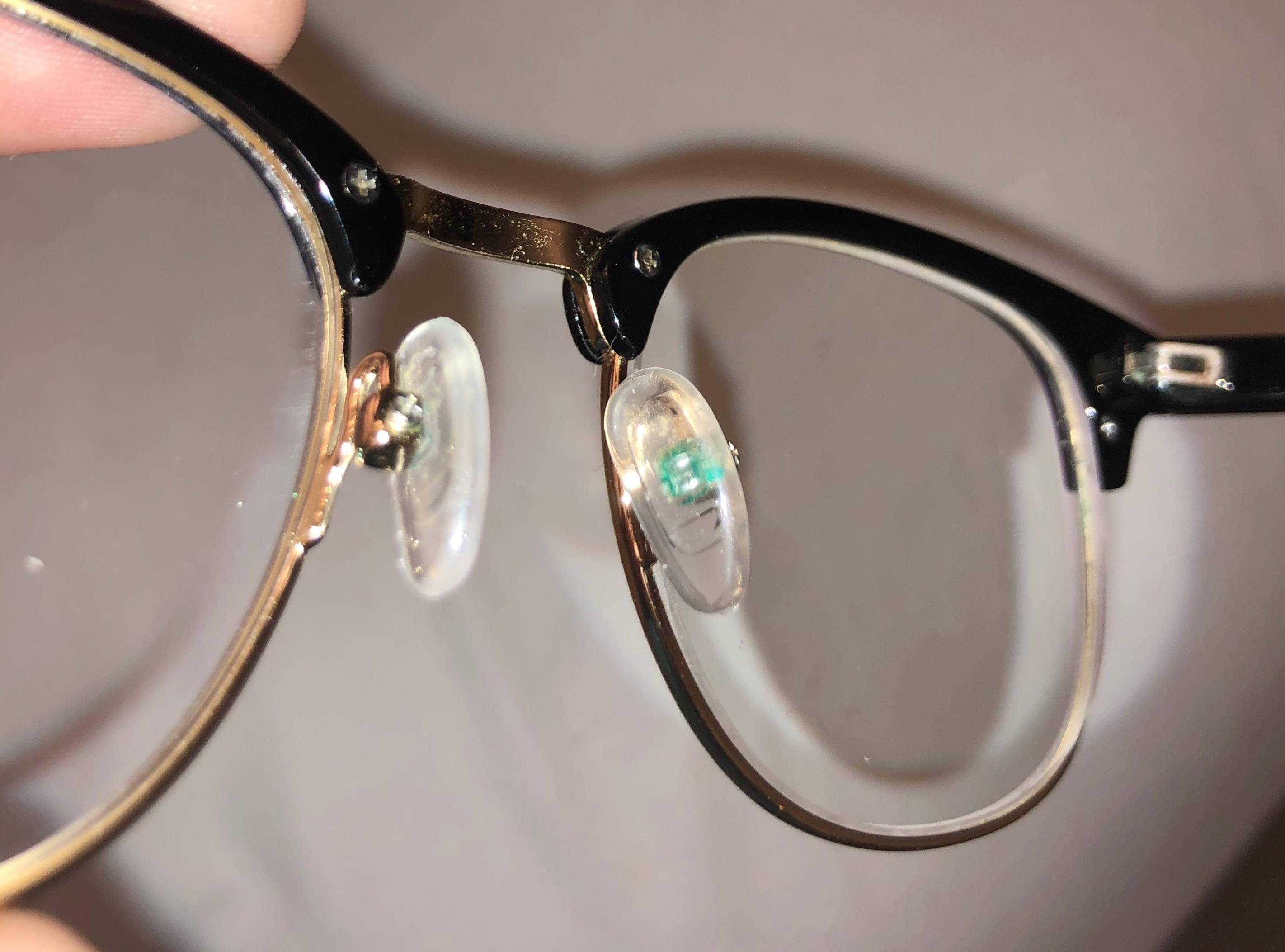 How to clean the inside of glasses nosepiece that turned green? r