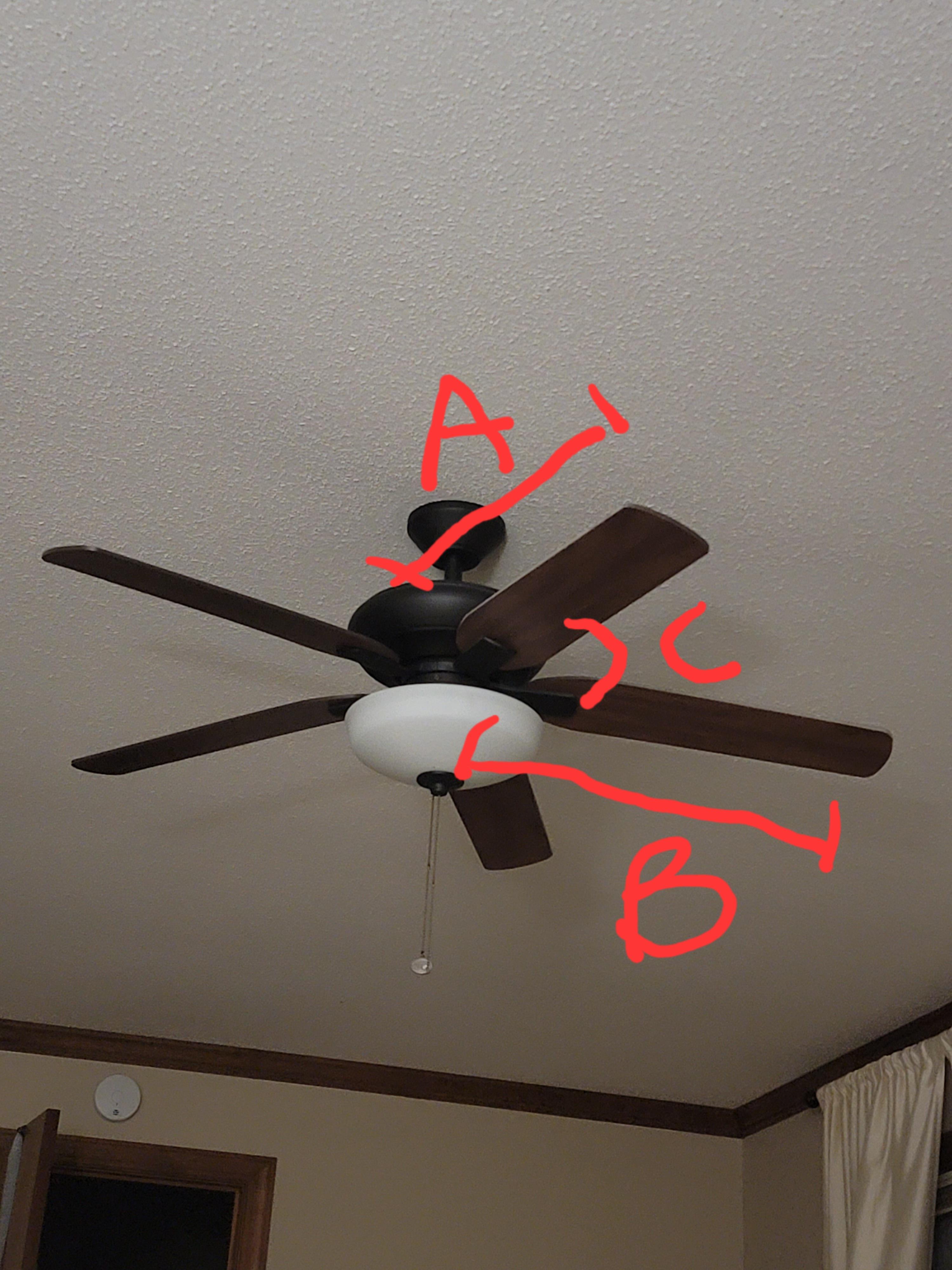 I'd like to draw a ceiling fan. Is there a technique to accurately draw the length (ex. blade A