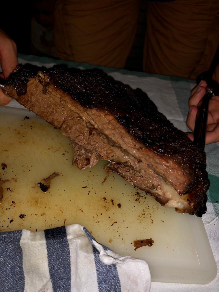 First ever Brisket. Gas grill for 16hrs at 110C, no foil, no spritz, only S&P. Little smokiness