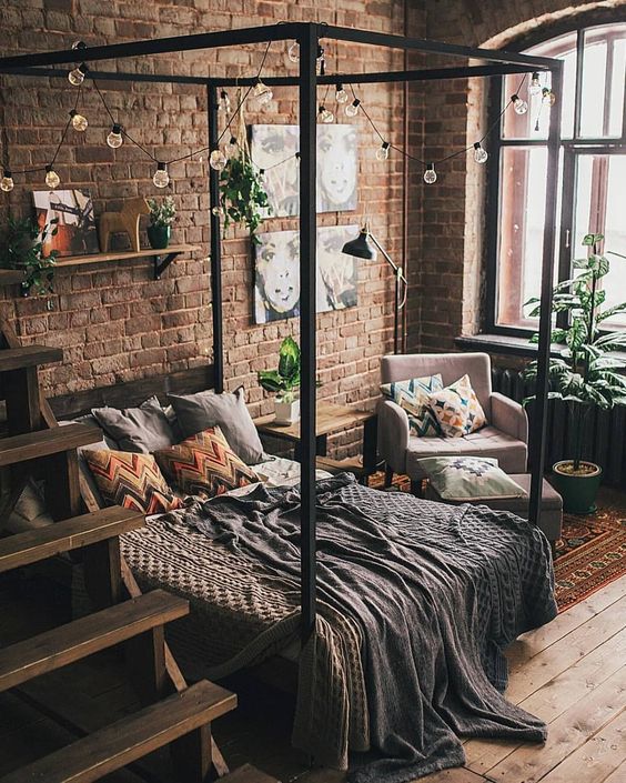 Cozy brickwalled bedroom r/CozyPlaces