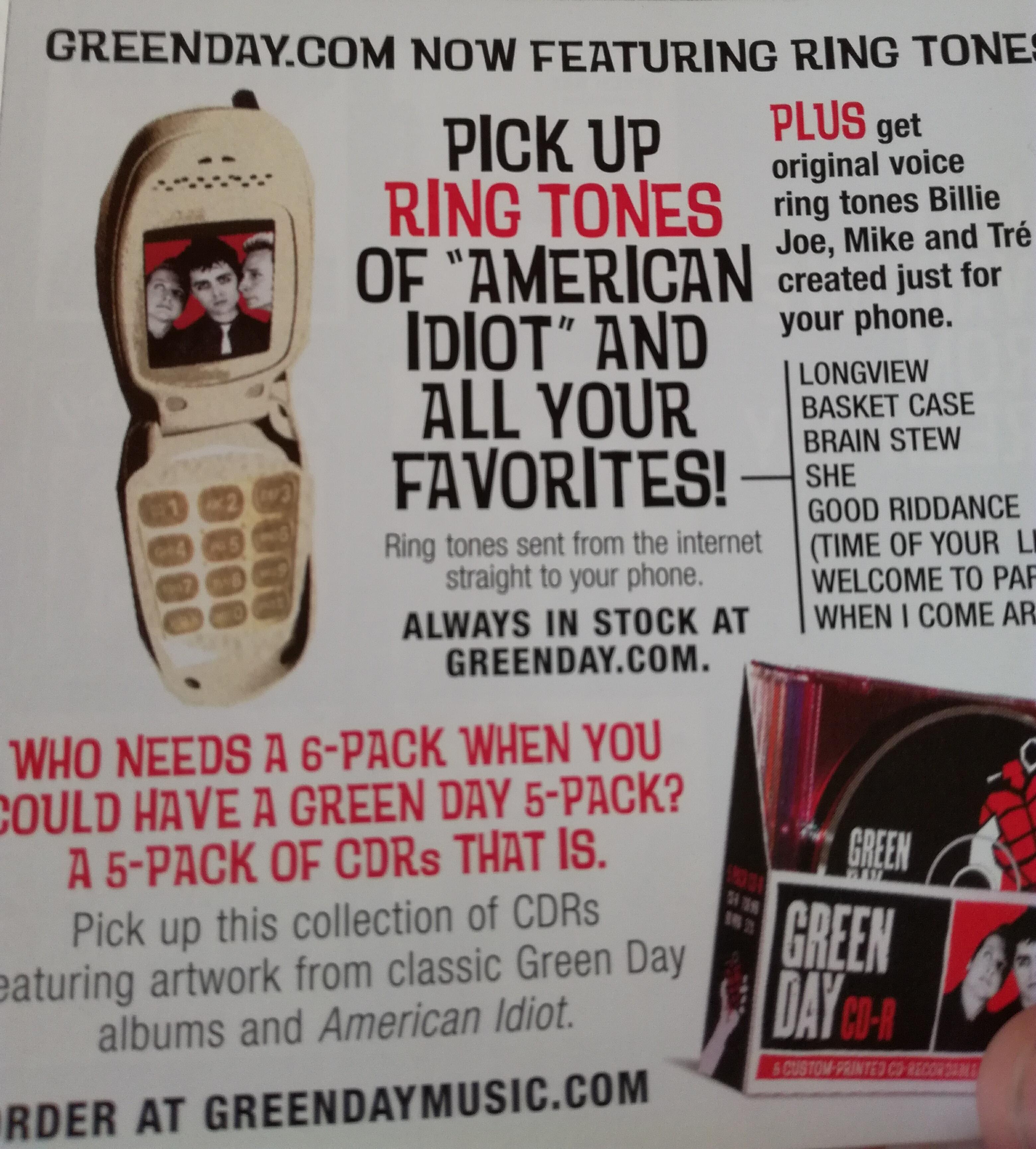 Green Day ringtones (found in American Idiot lyric book) greenday