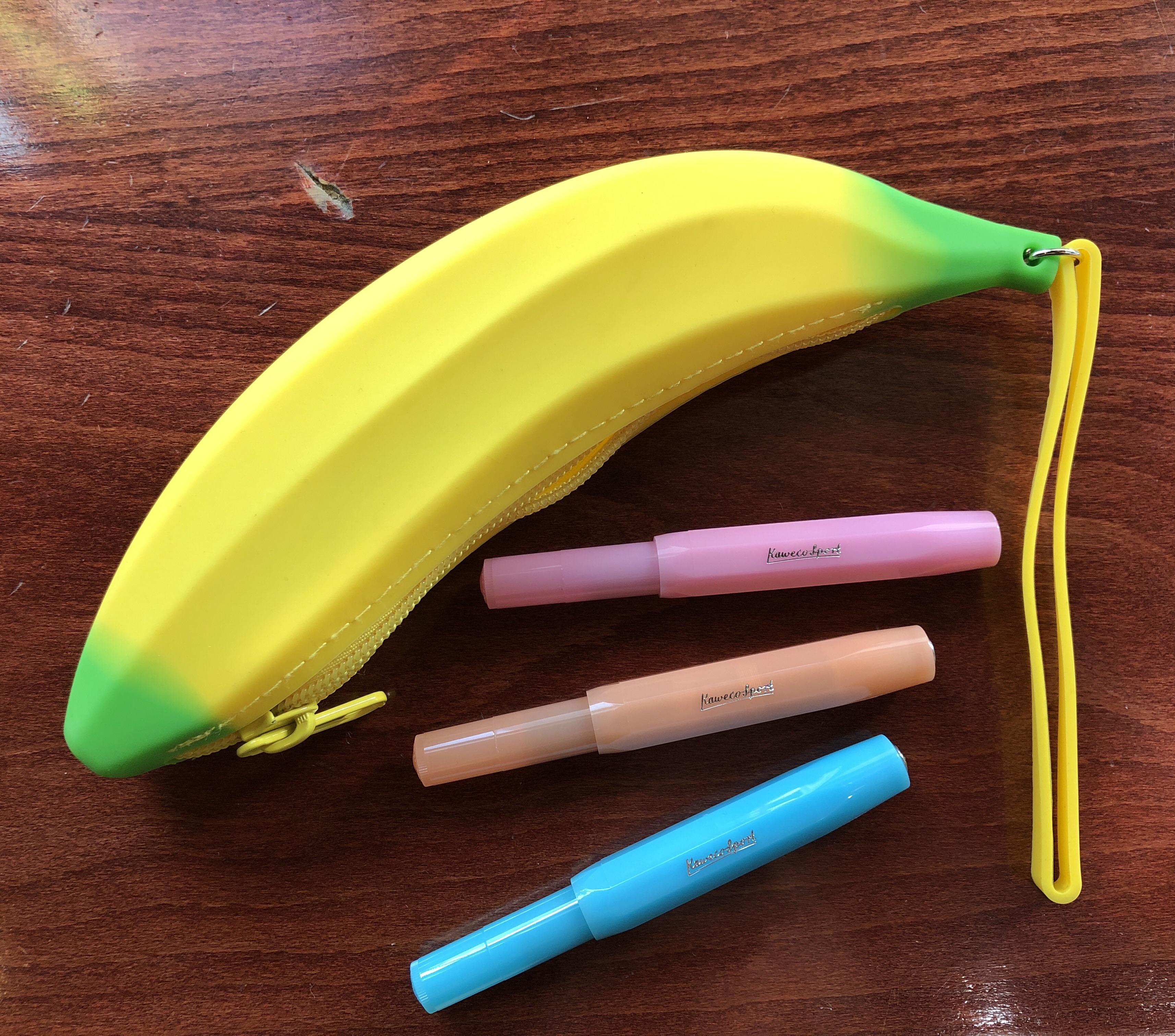 Got some of the new fruity frosted Kaweco Sports & found a banana case to carry them! r