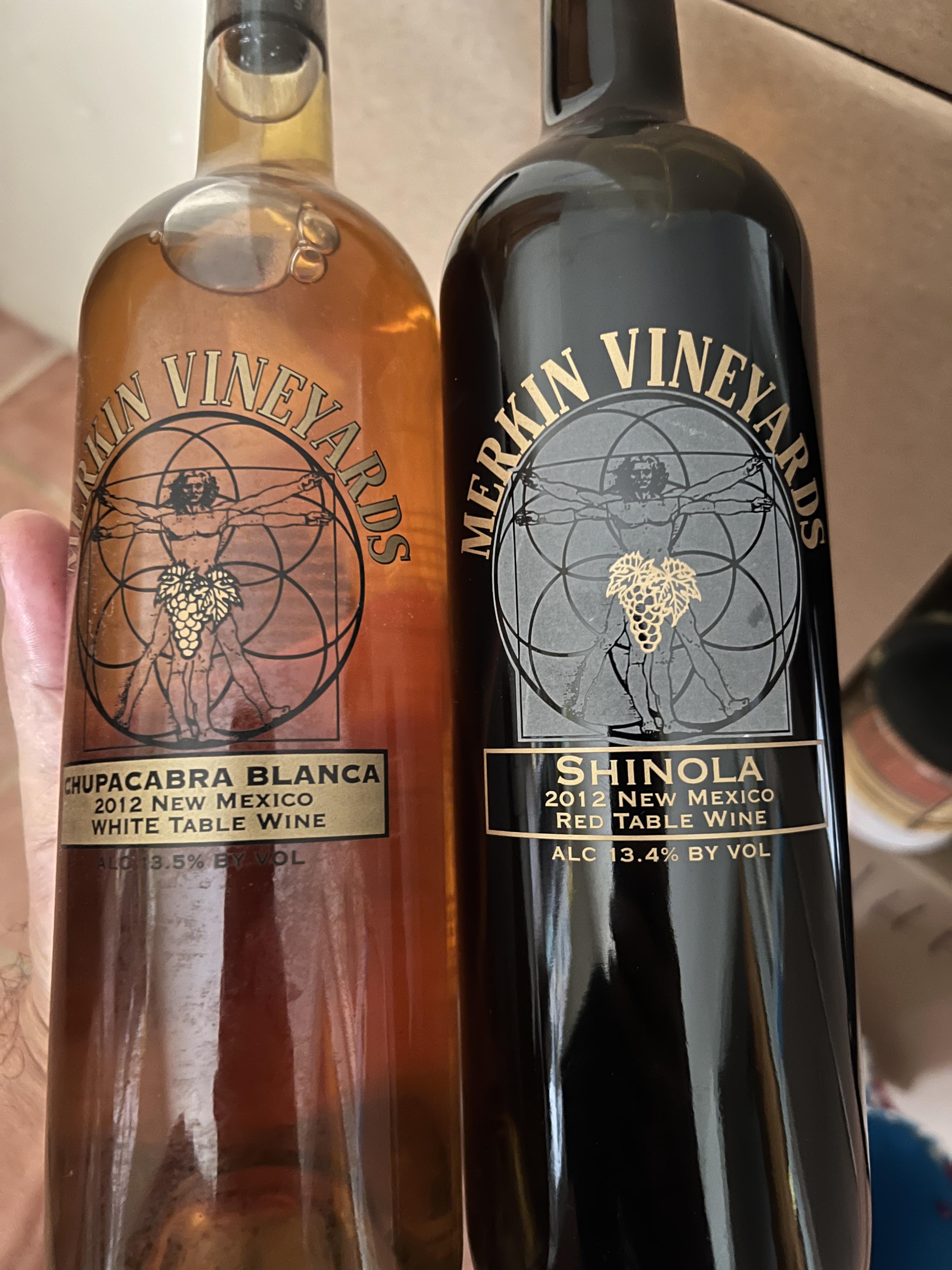 10 year old wine bottles from the Merkin vineyard in Jerome, AZ r