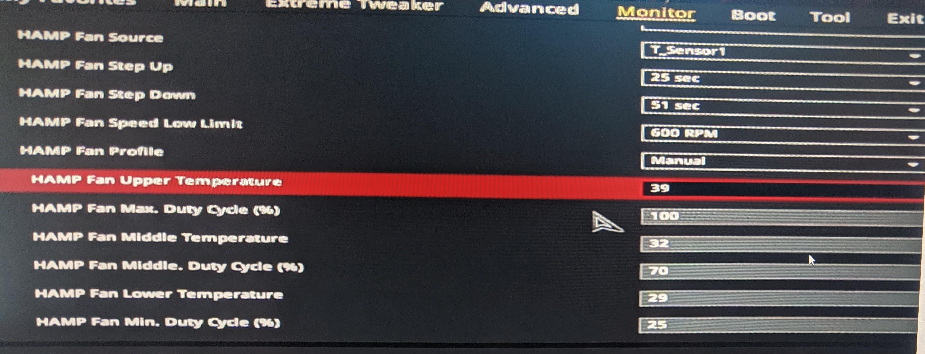 I'm trying to configure my fan curve based on coolant temperature