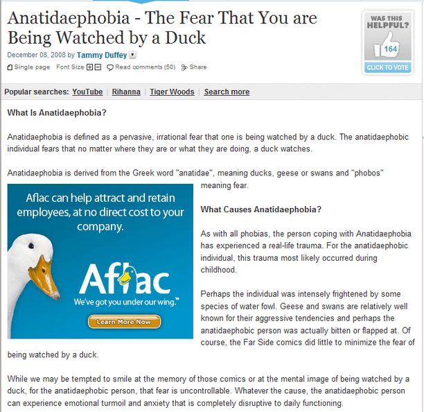 TIL What Anatidaephobia Is r/funny