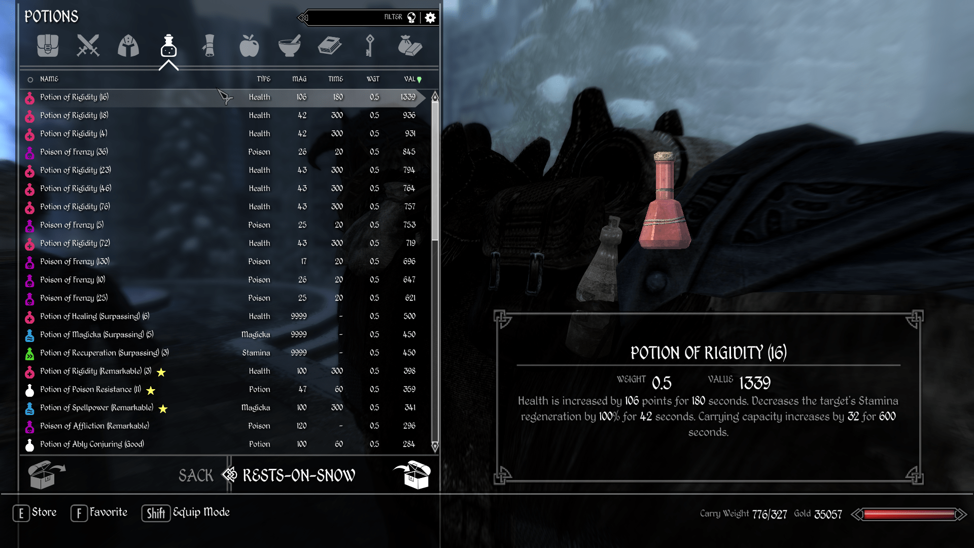 A small sampling of the potions I needed to make to reach level 100