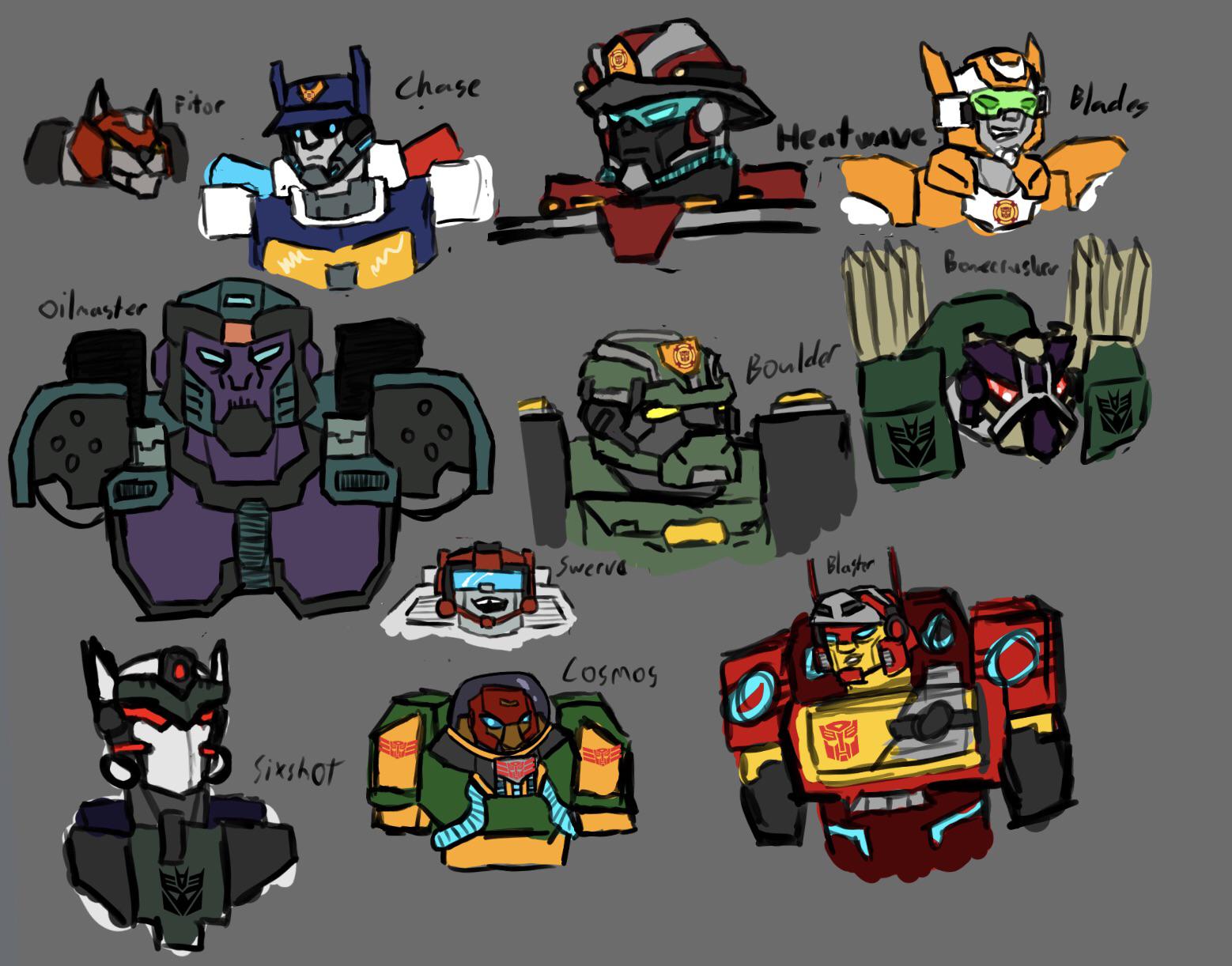Went on TFWiki pressing random and sketched the bots I got (Fitor
