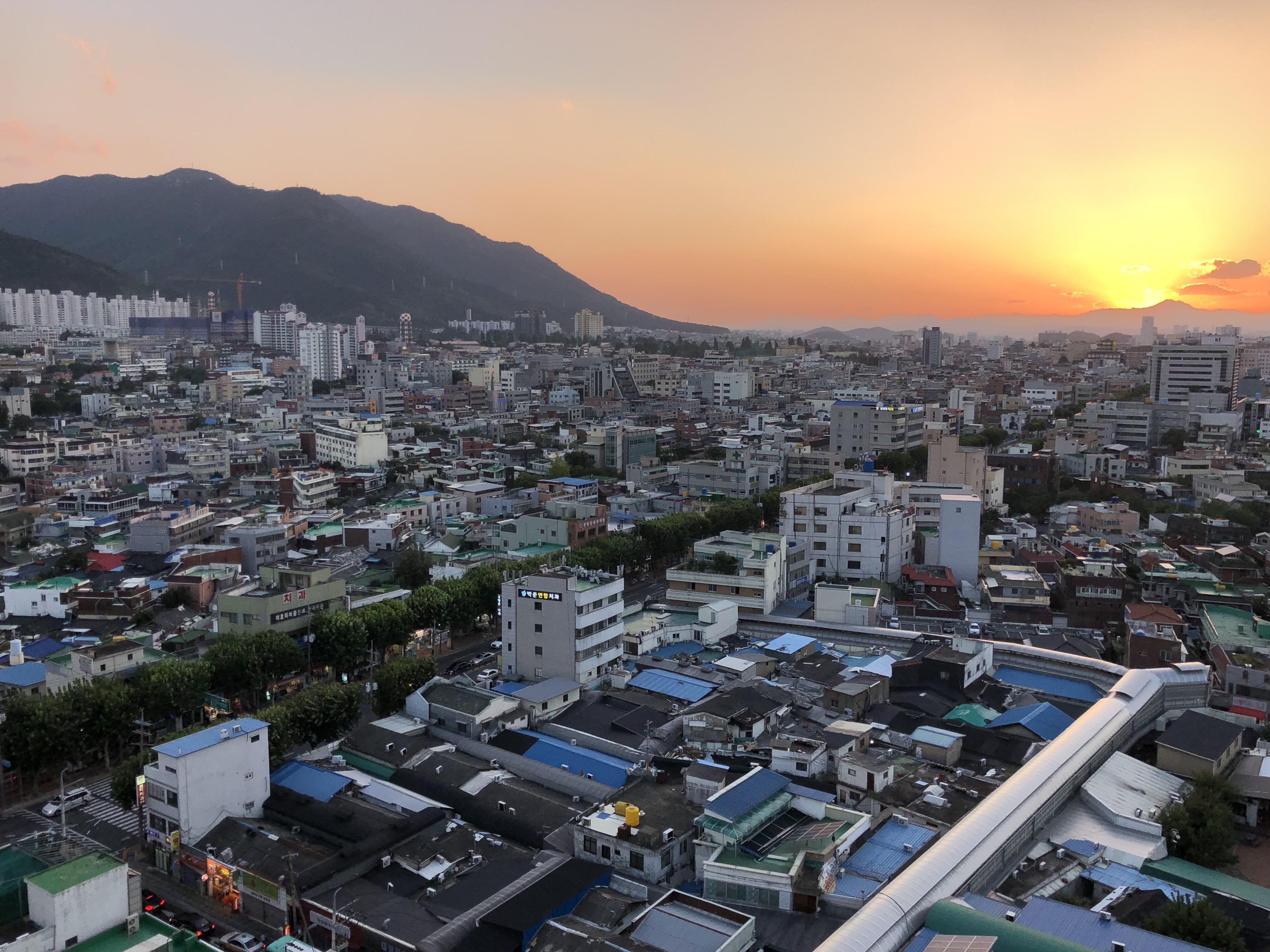 ITAP of Downtown Daegu, South Korea during sundown. I get to see this