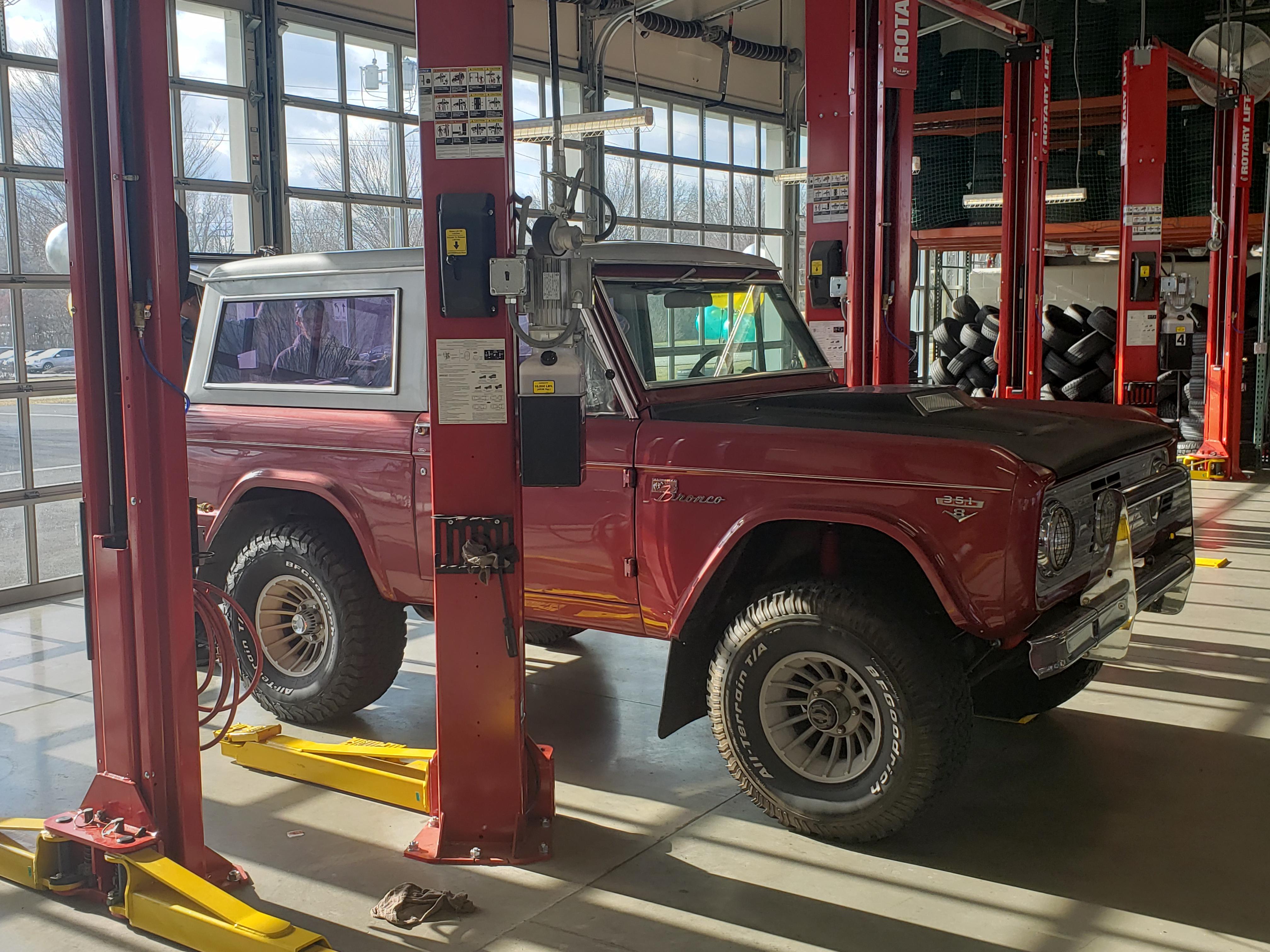 Bronco Restomod in for a new set of tires.