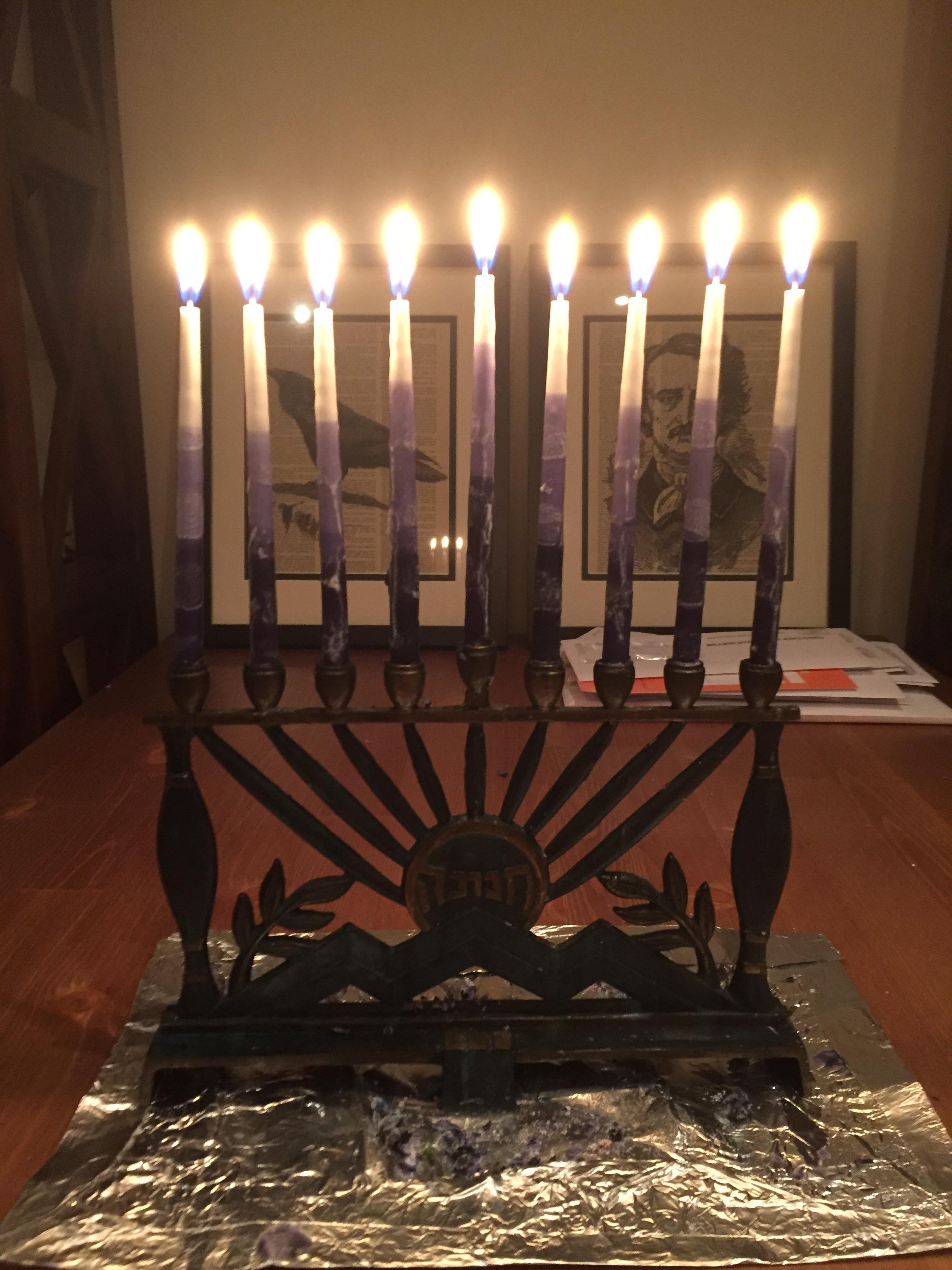 My first Chanukah in my new apartment, with my late grandfather’s