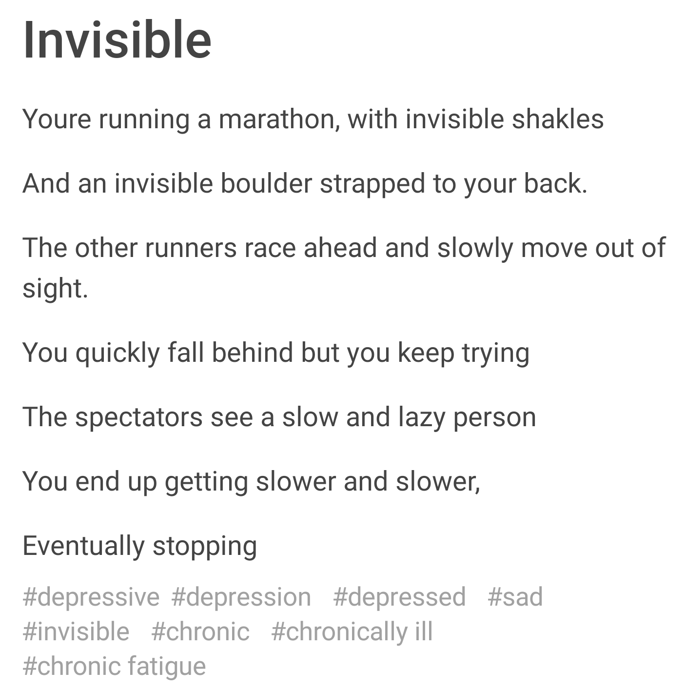 Falling behind Invisible