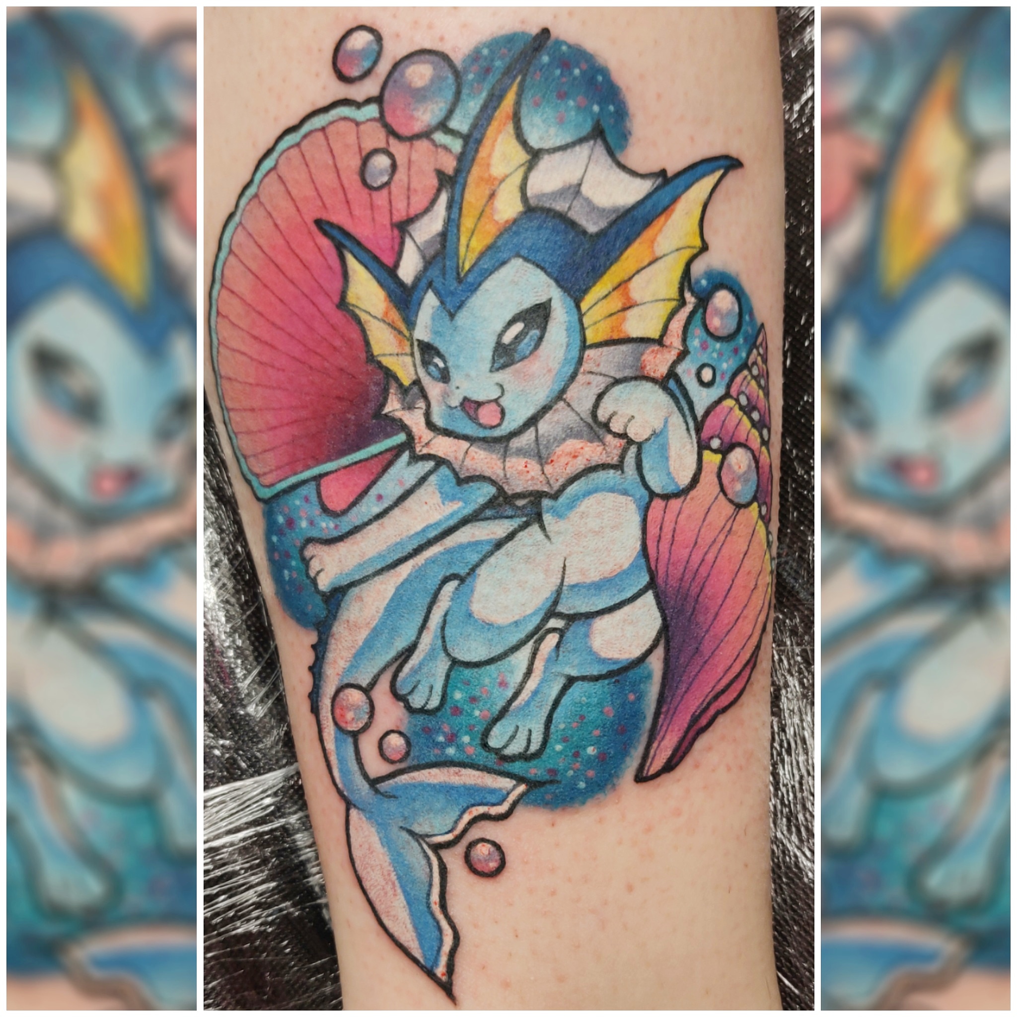 Eden Shaw Belfast City Skinworks Vaporeon tattoos