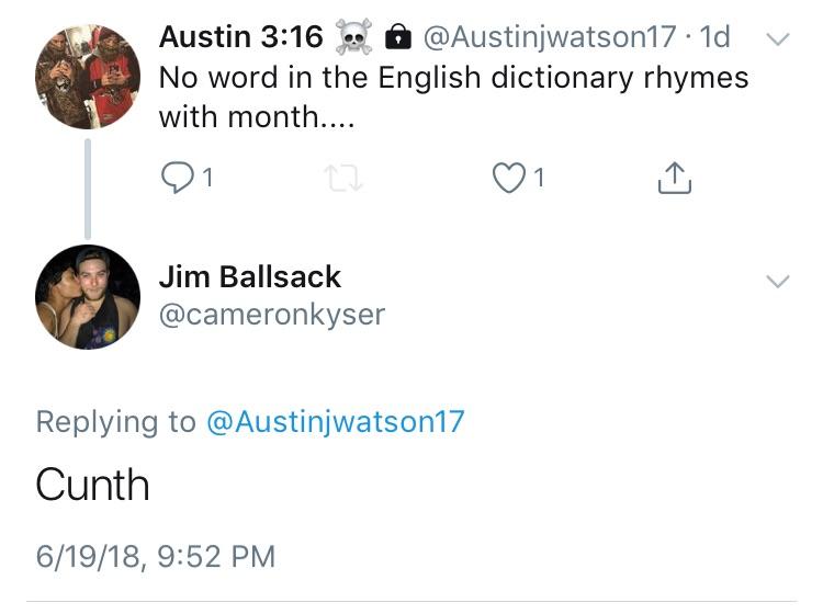 What rhymes with month? r/WhitePeopleTwitter