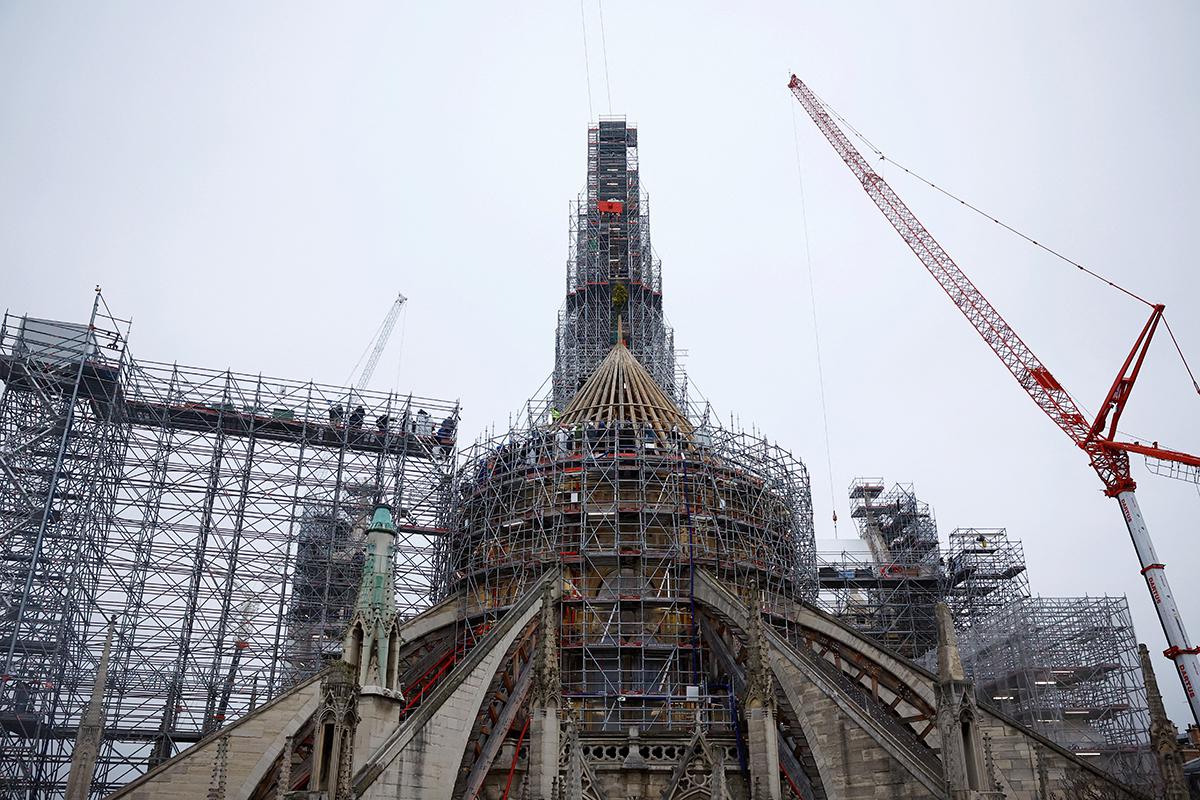 Ongoing Reconstruction of Notre Dame Cathedral in Paris, France, Which