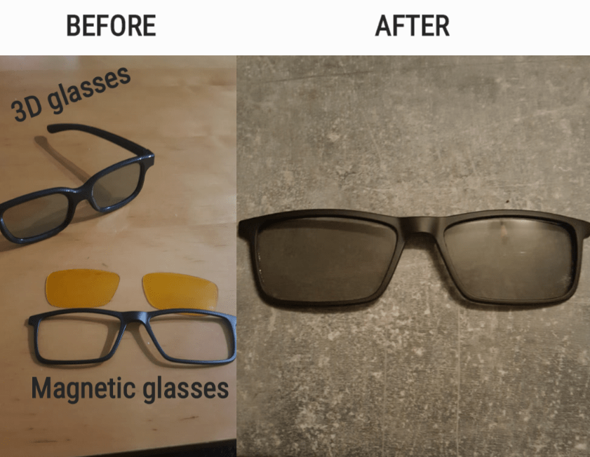 I was sick of having to wear 2 pairs of glasses at the cinema so I changed the yellow lenses of