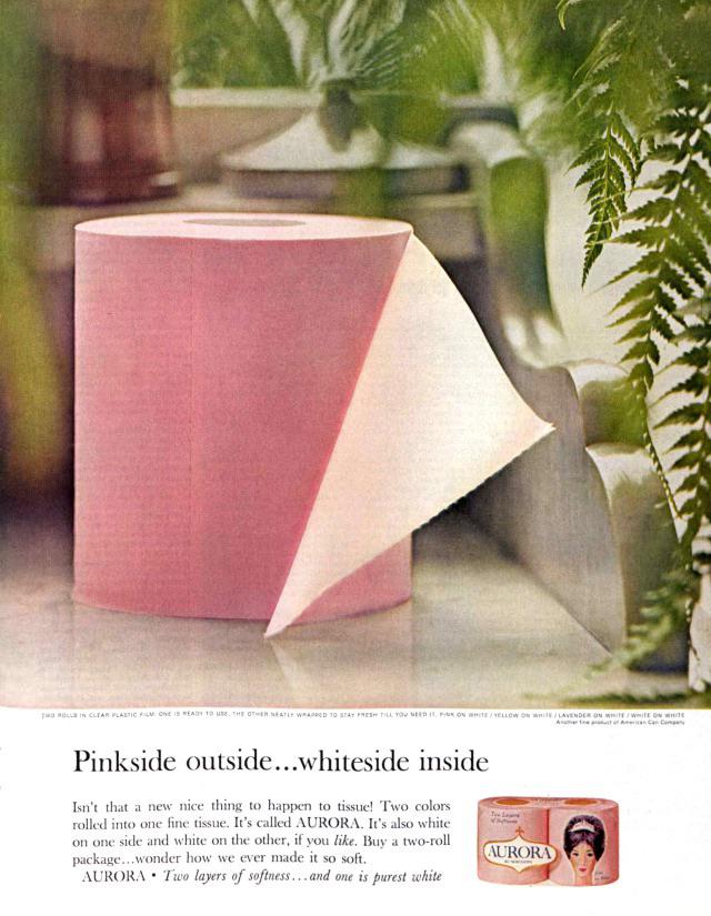 1964 Aurora Pink Toilet Paper Ad. r/vintageads