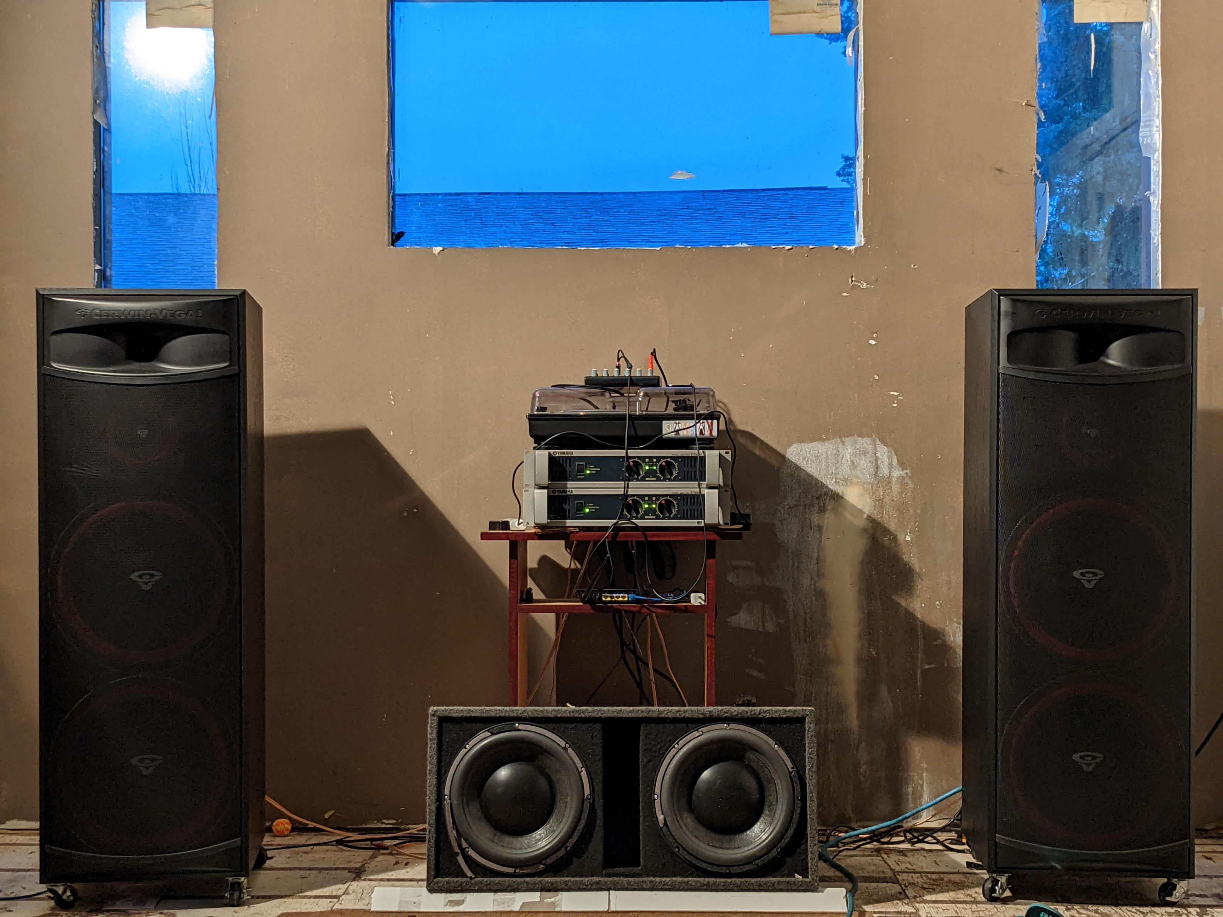 My blasting station; Cerwin Vega XLS-215 with rebuilt Alpine Type R 12