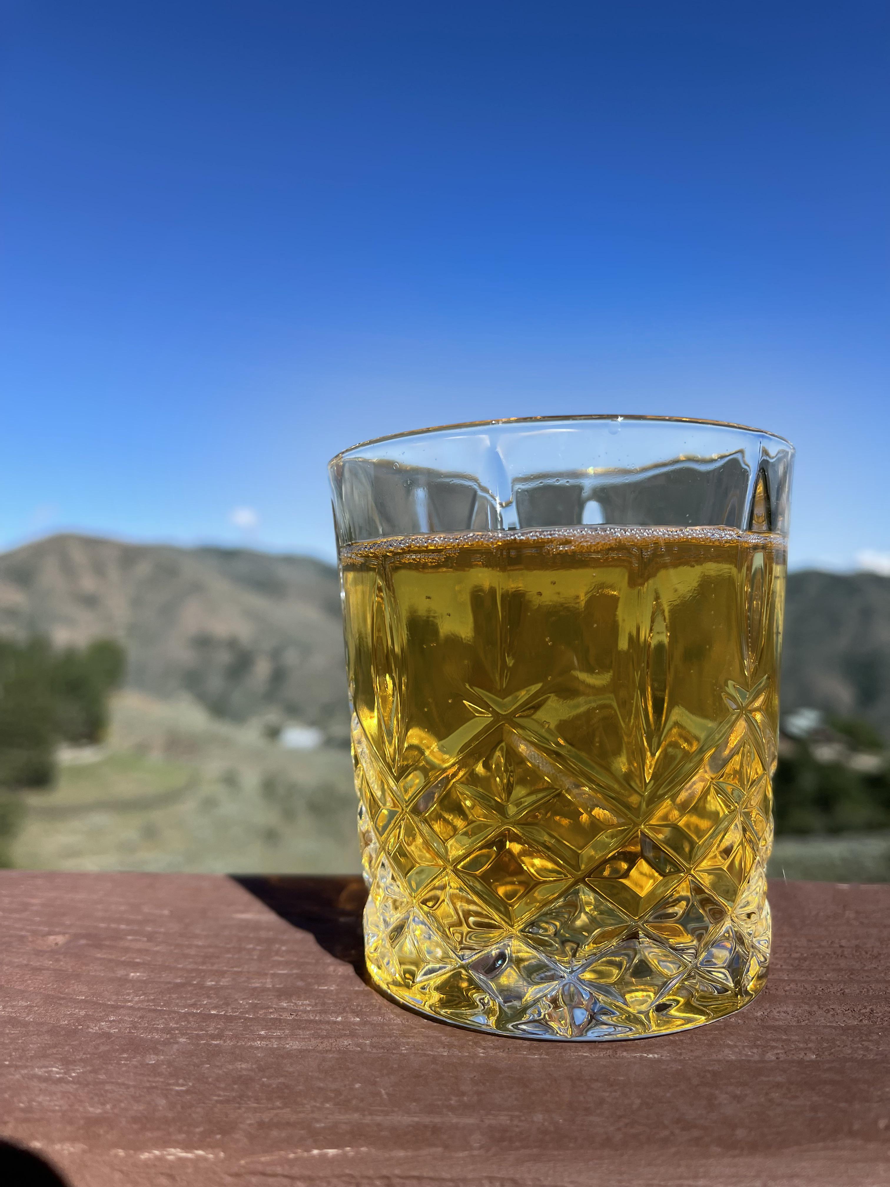 Earl grey infused G&T, with a splash of elderflower liqueur for this