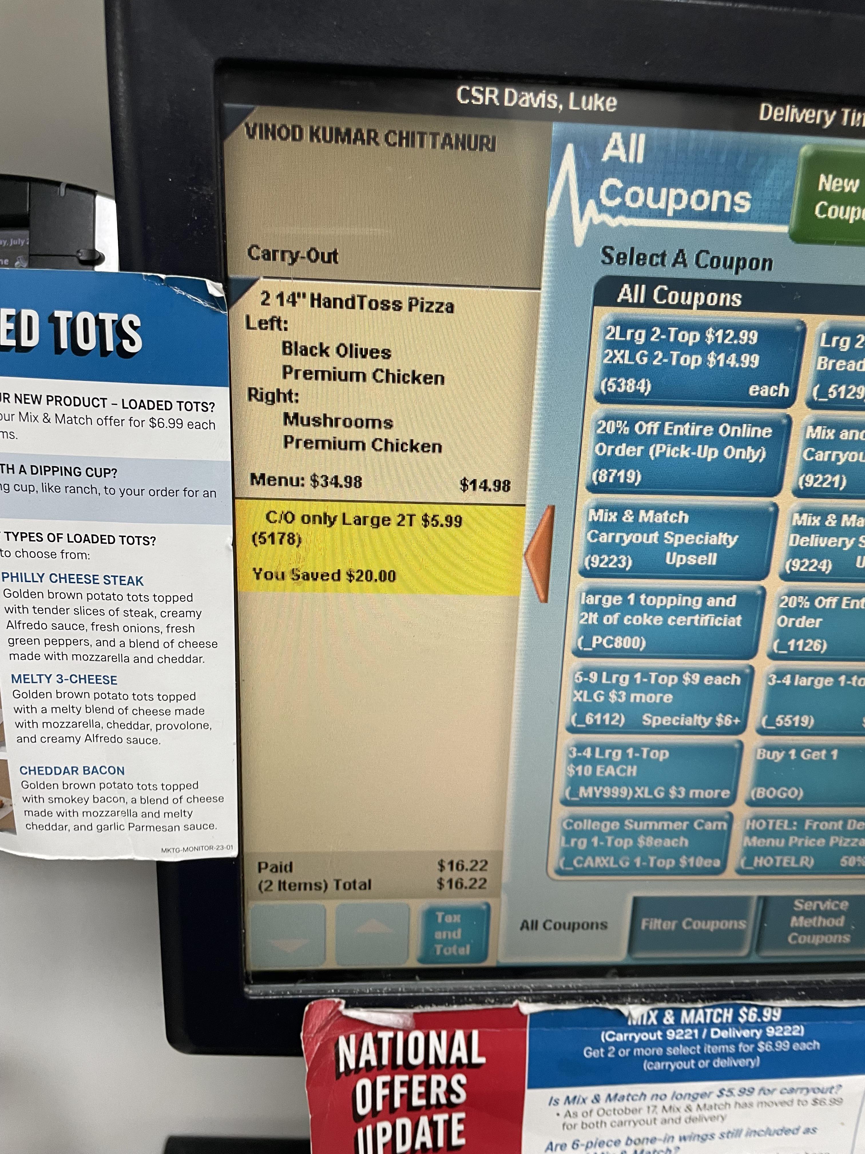 What is this coupon this is the mix and match for larges me and my gm are lost right now r/Dominos