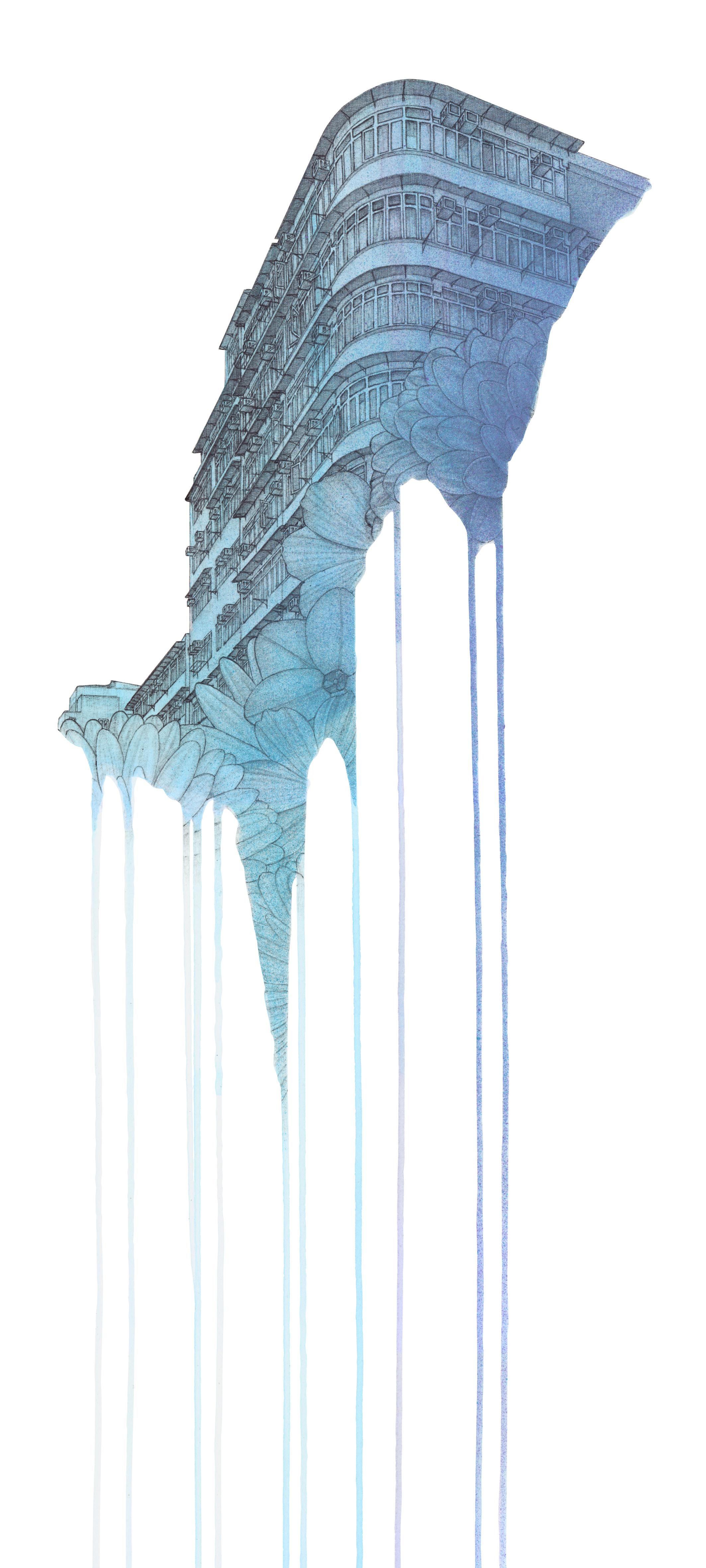 "Garden State", Ink, Pen and Spray Paint, 60 x 27cm Art