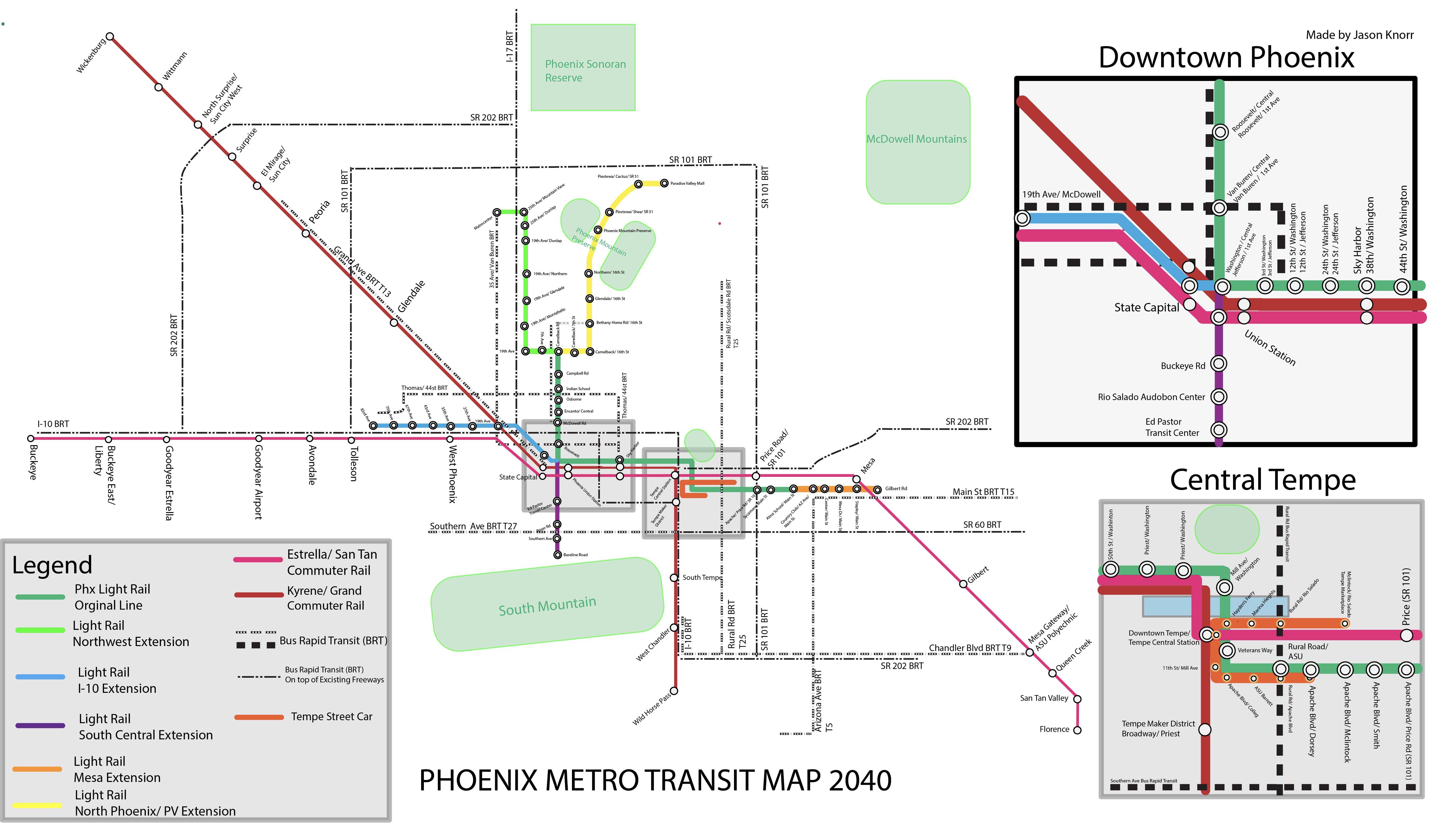 Map of Phoenix’s current transit proposals r/phoenix