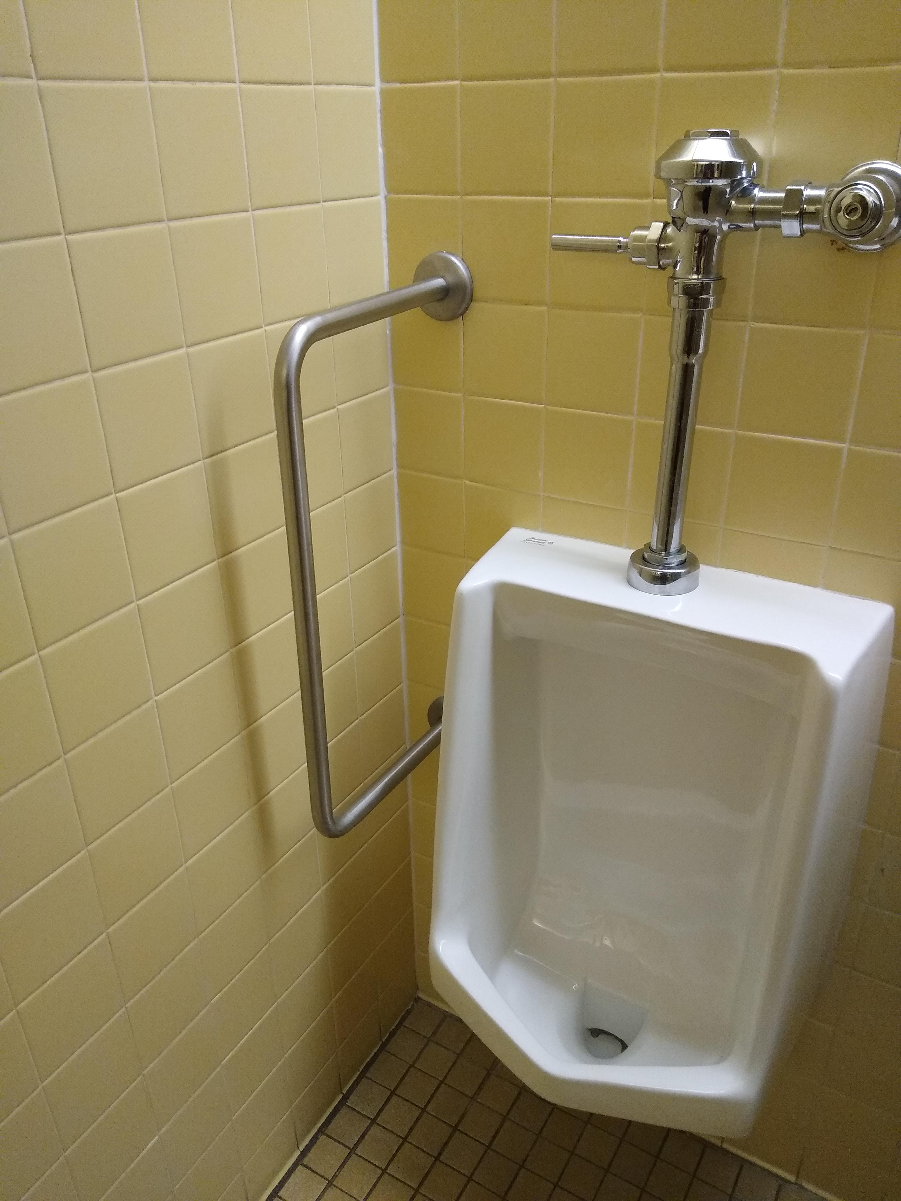 This urinal has a handicap bar. r/mildlyinteresting