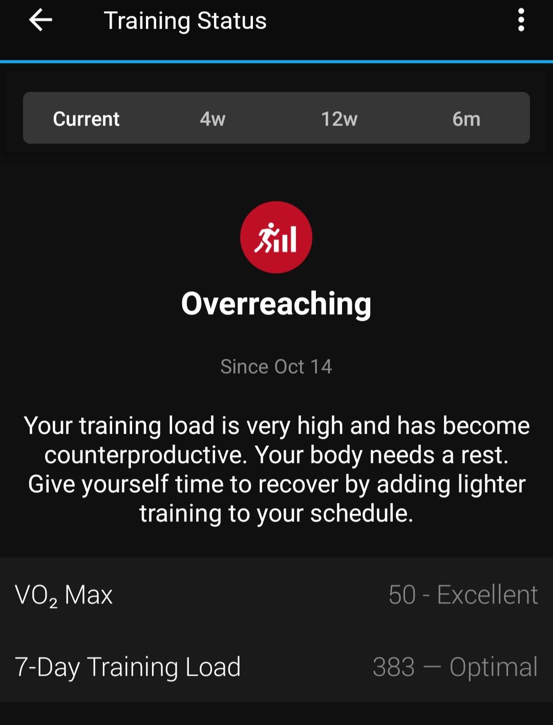 Training Status "Overreaching" but Training Load "Optimal"? r/Garmin
