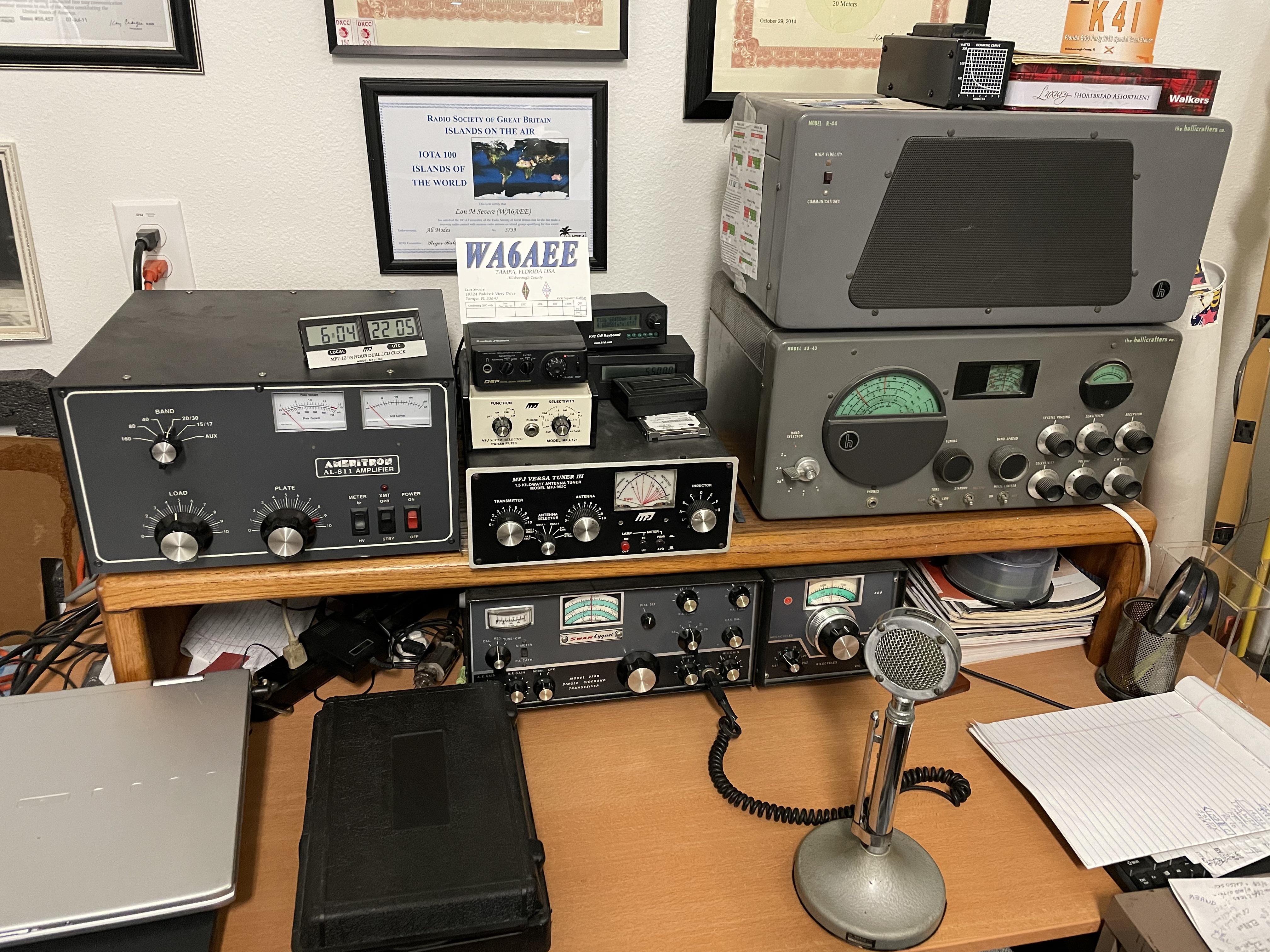 My dad’s ham radio setup he’s had/built on since like the 50s/60s. It