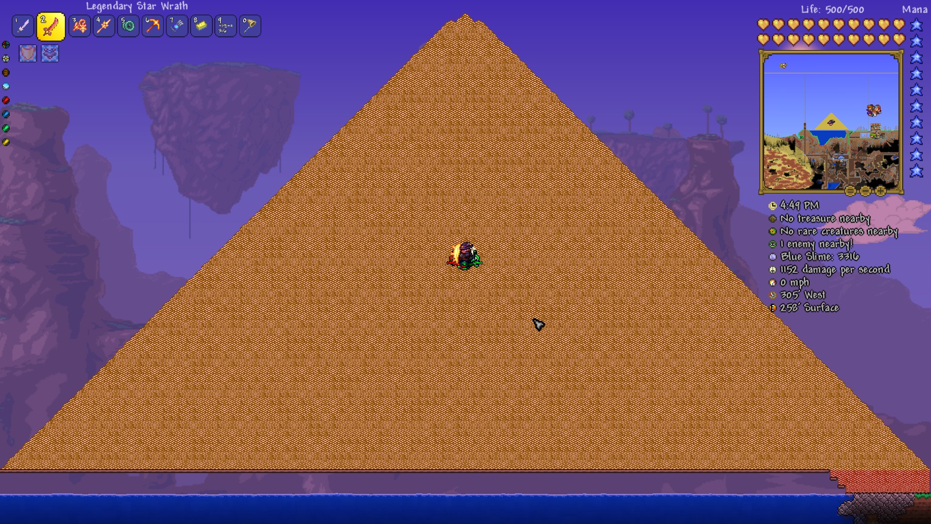 About 3,675 gold coins made into a pyramid. Really fun to destroy