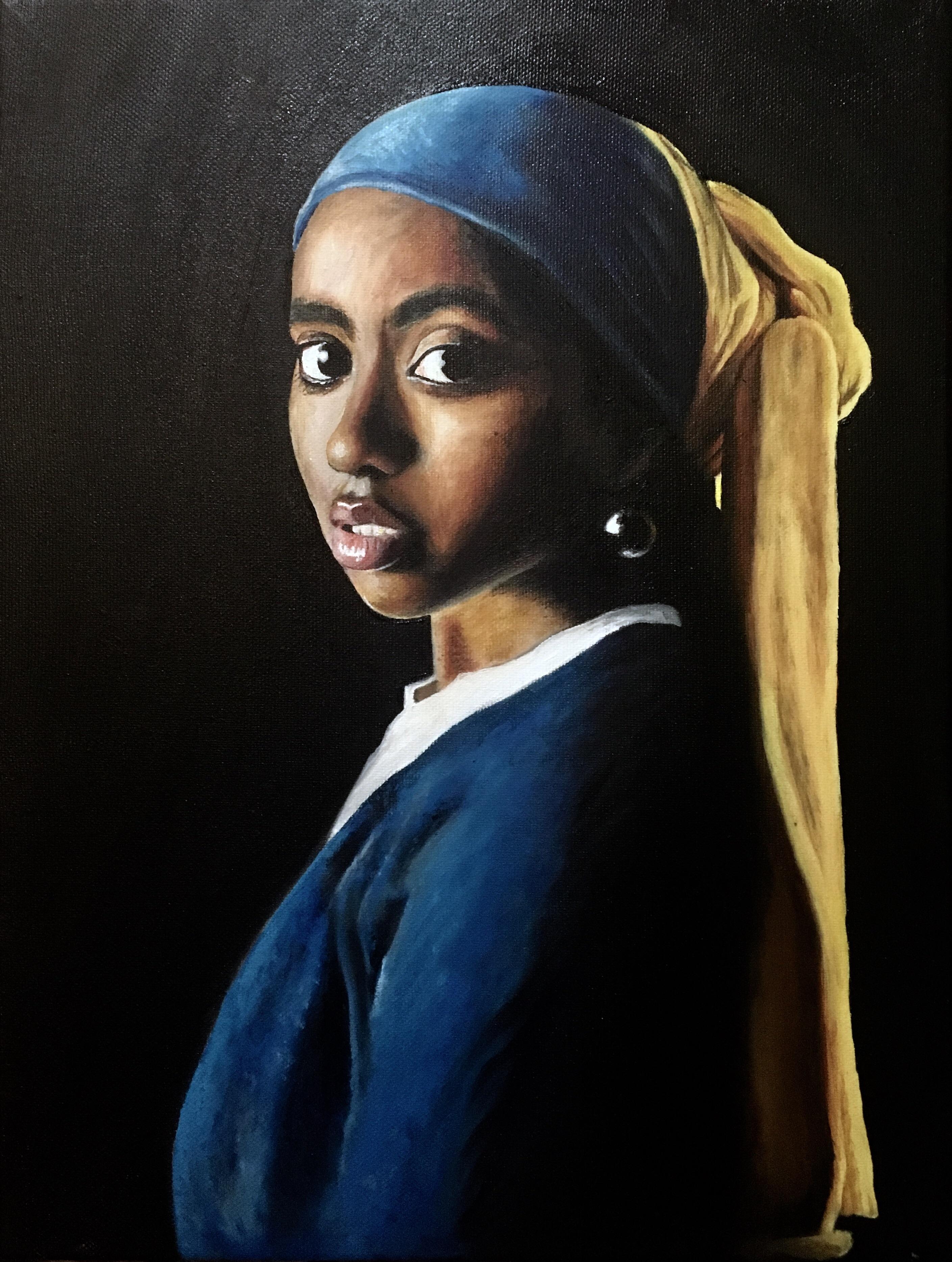 Girl with the pearl earring 2018, oil on canvas, 16 x 12” r/Art