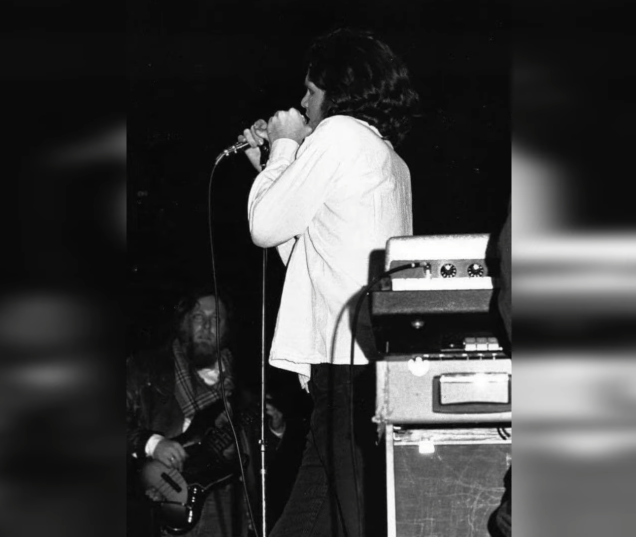Jim Morrison and Harvey Brooks. Madison Square Garden. January 24, 1969