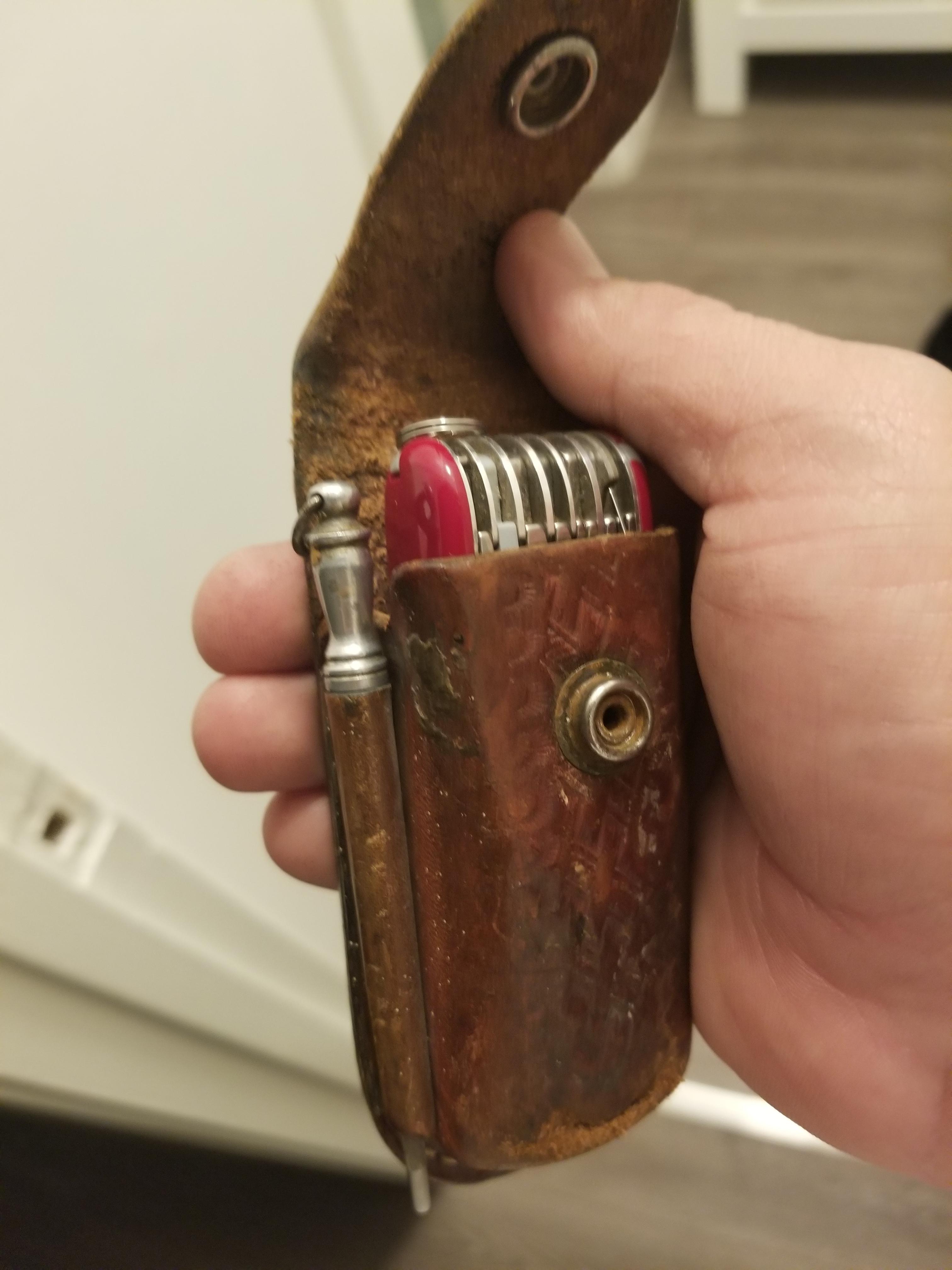 Dad recently went, his old swiss army knife case he carried for as long