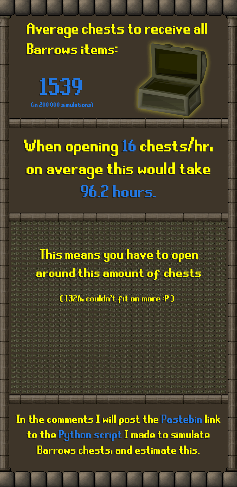 I made a simulation of how many Barrows chests are needed on avg. to