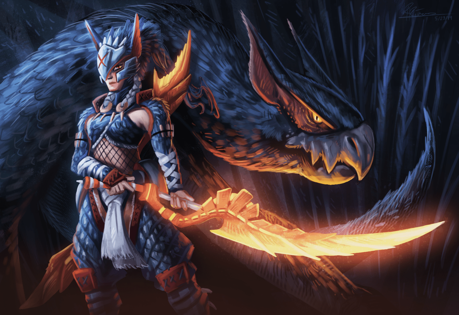 Nargacuga Wallpaper Illustration (By RSquared) MonsterHunter