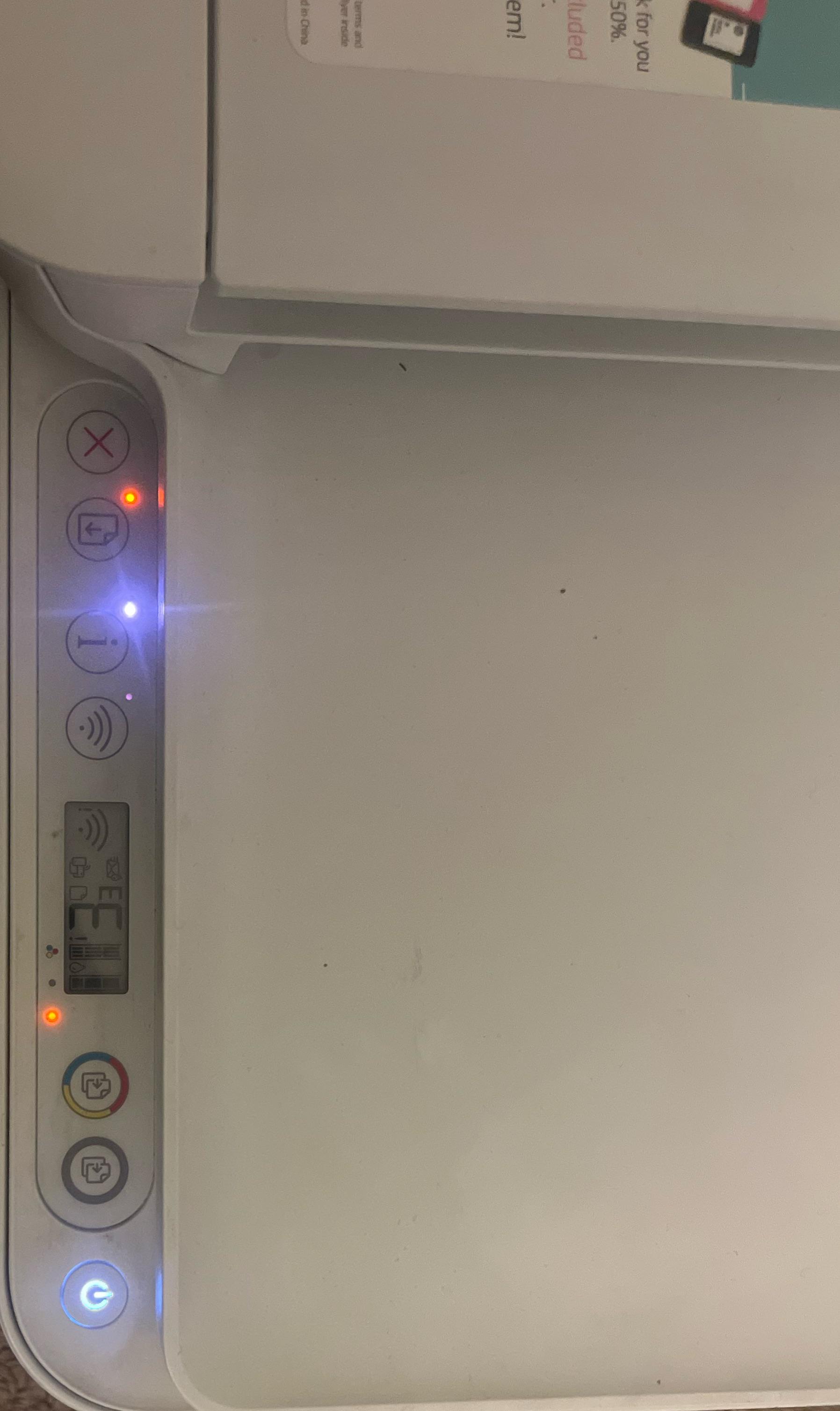 hp deskjet 4100 flashing lights as soon as I turn it on the lights