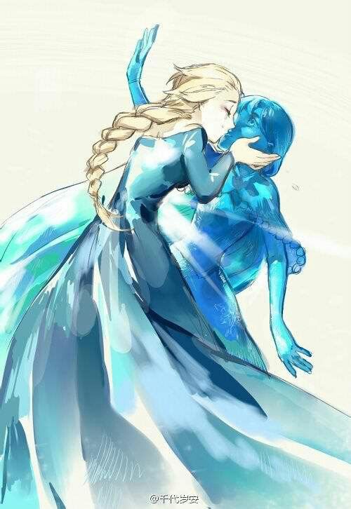 Elsa kissing frozen Anna r/Elsanna