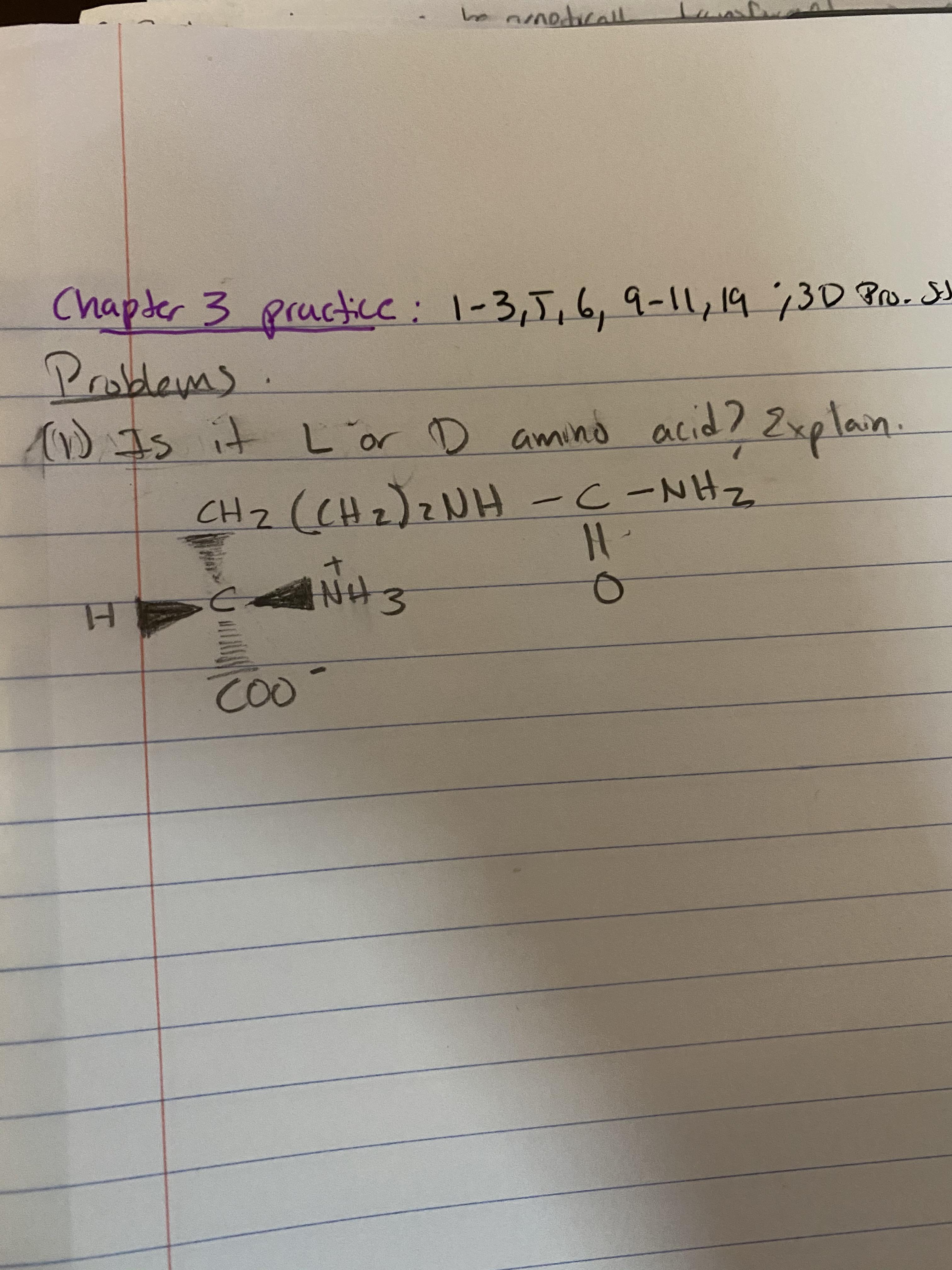 How do I determine whether this is an L or D amino acid? chemhelp