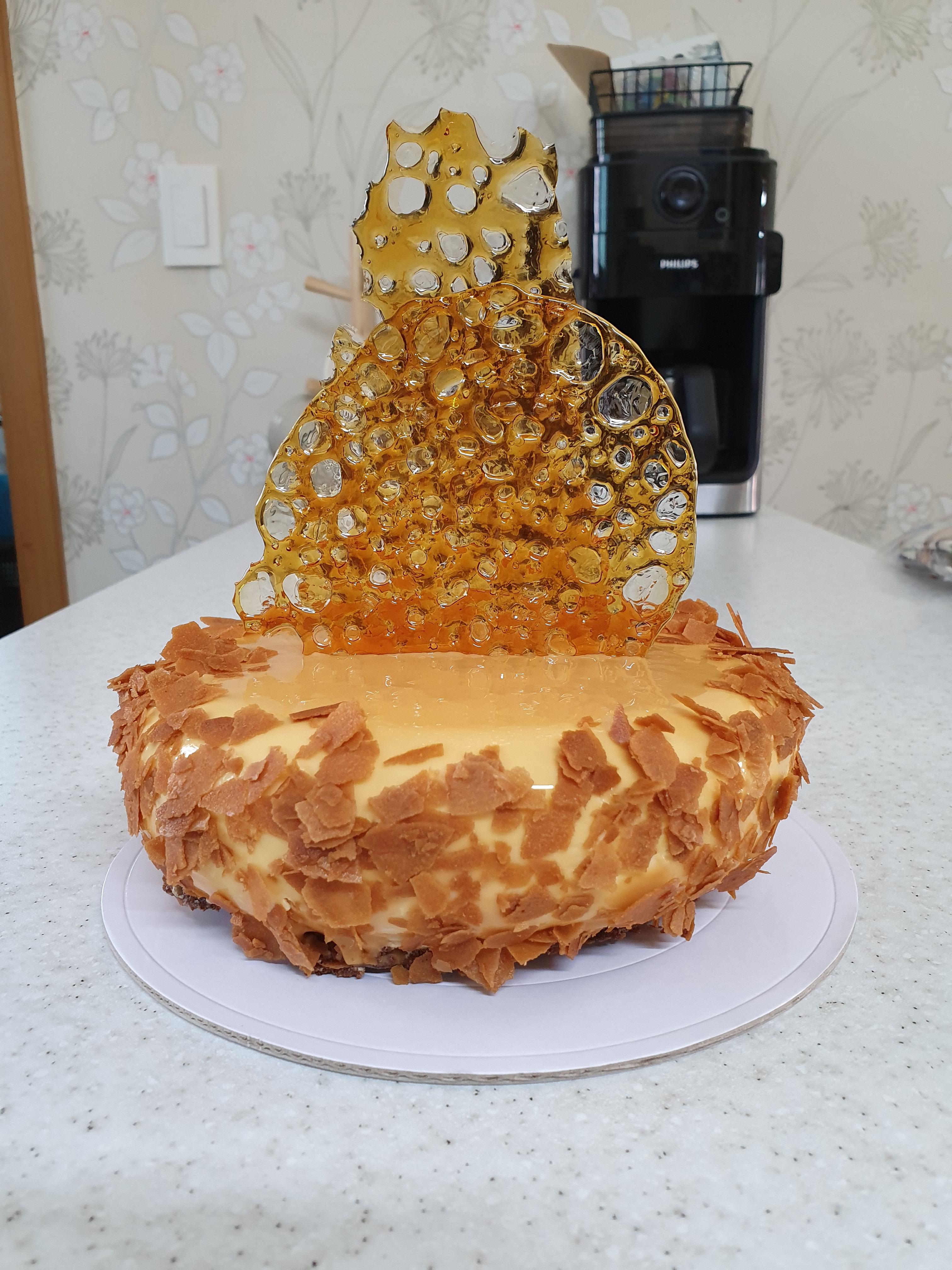 Caramel mousse cake from a course I'm taking. I'm really proud of this