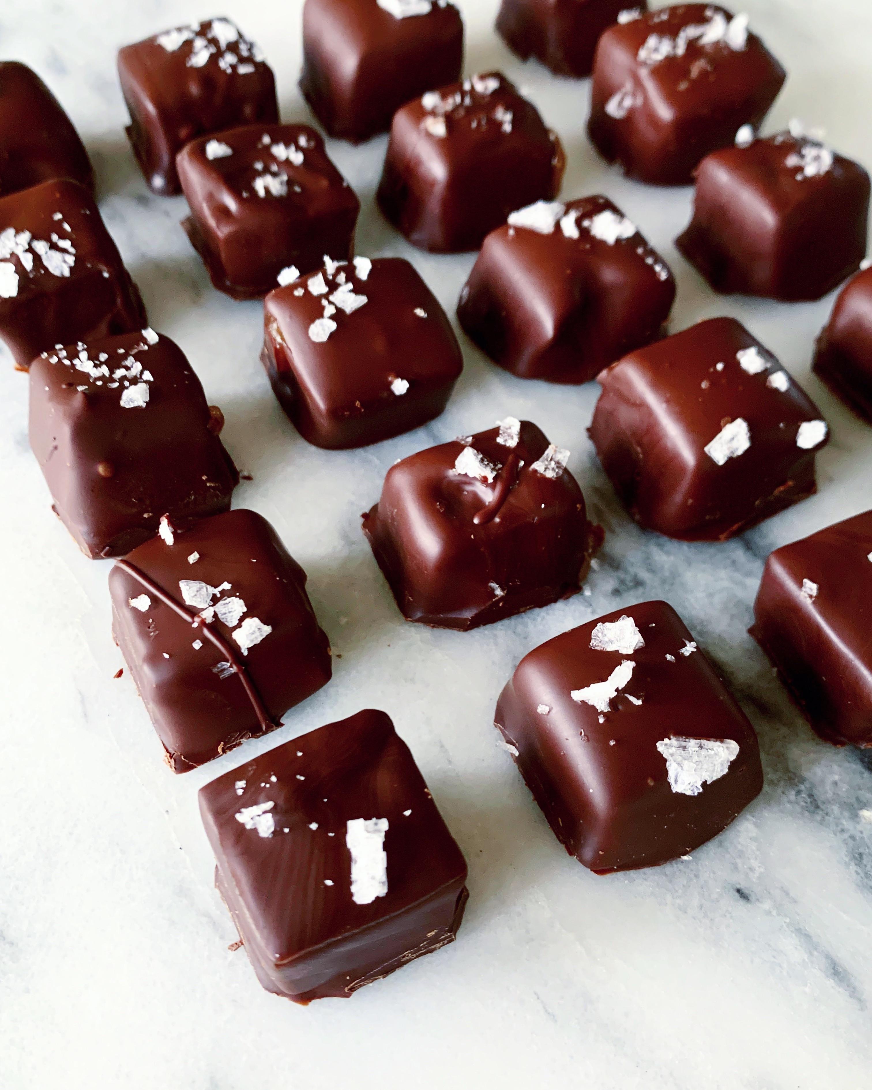 [Homemade] Dark Chocolate Sea Salt Caramels r/food
