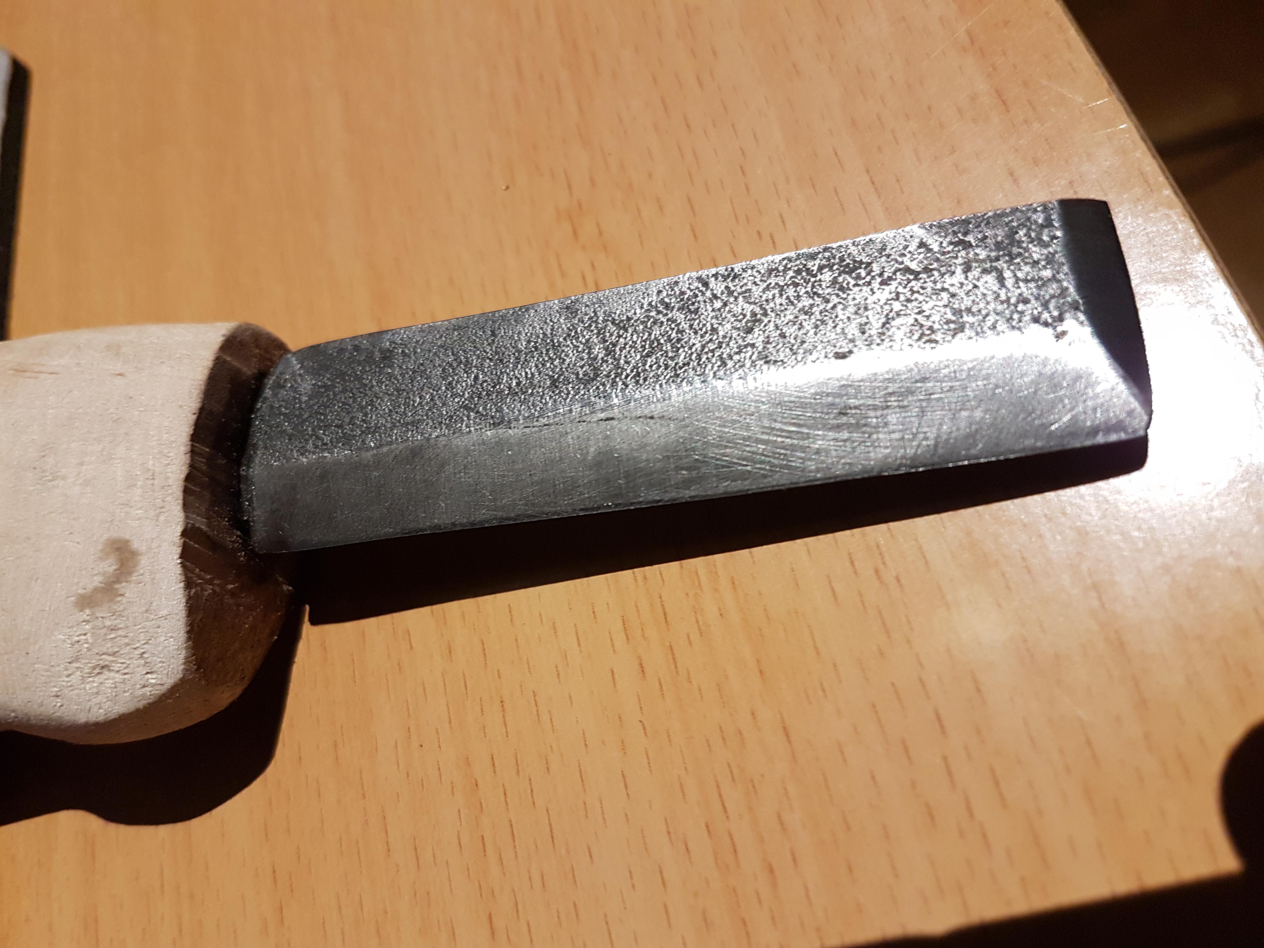 Traditionally carbon steel Chisel Knife r/Blacksmith