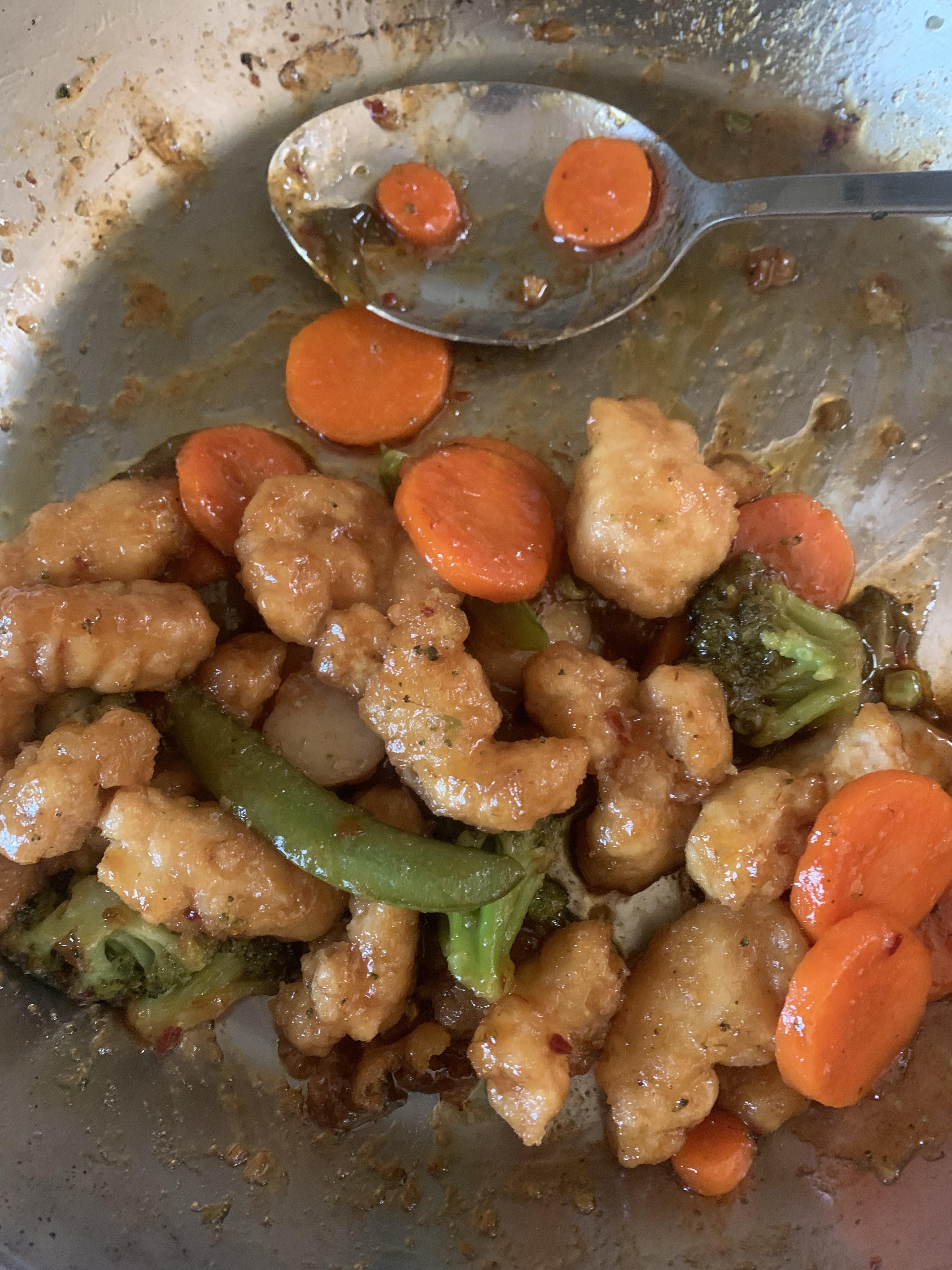 Gluten free general tso’s chicken from Aldi mixed with their stir fry