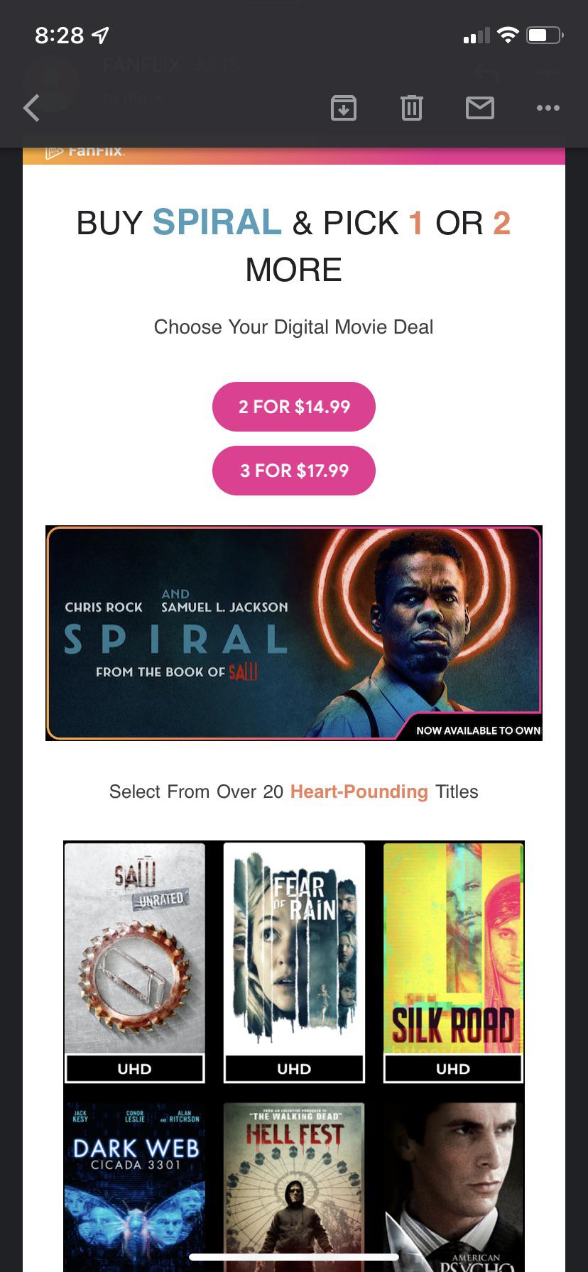 PSA Spiral FanFlix Deal vudu