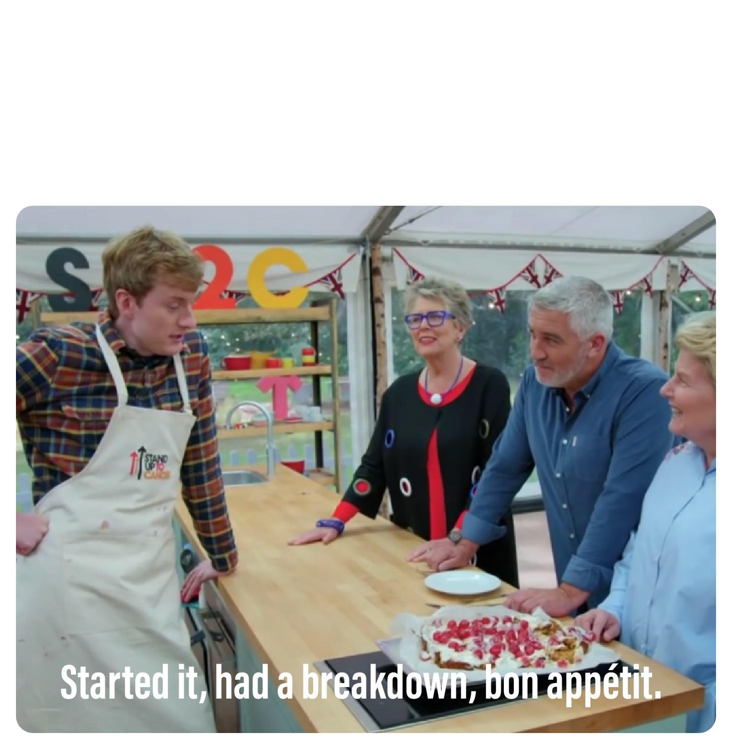 Invest in a new format Started it, had a breakdown, bon appétit. r