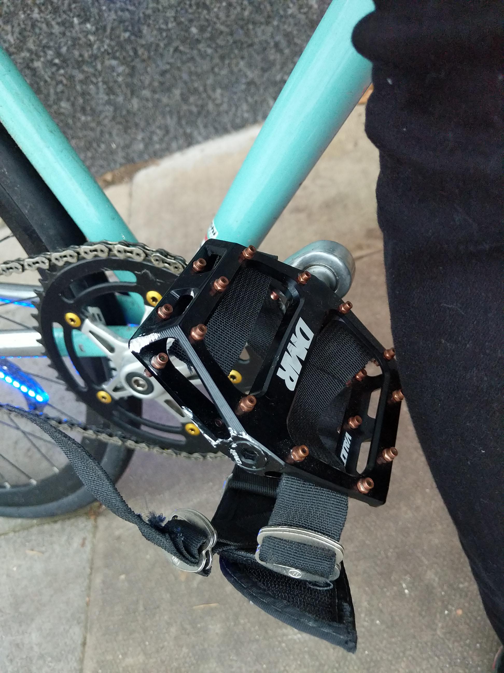 The sharp edges cut of my DMR Vault pedals cut through my Holdfast straps like scissors. r