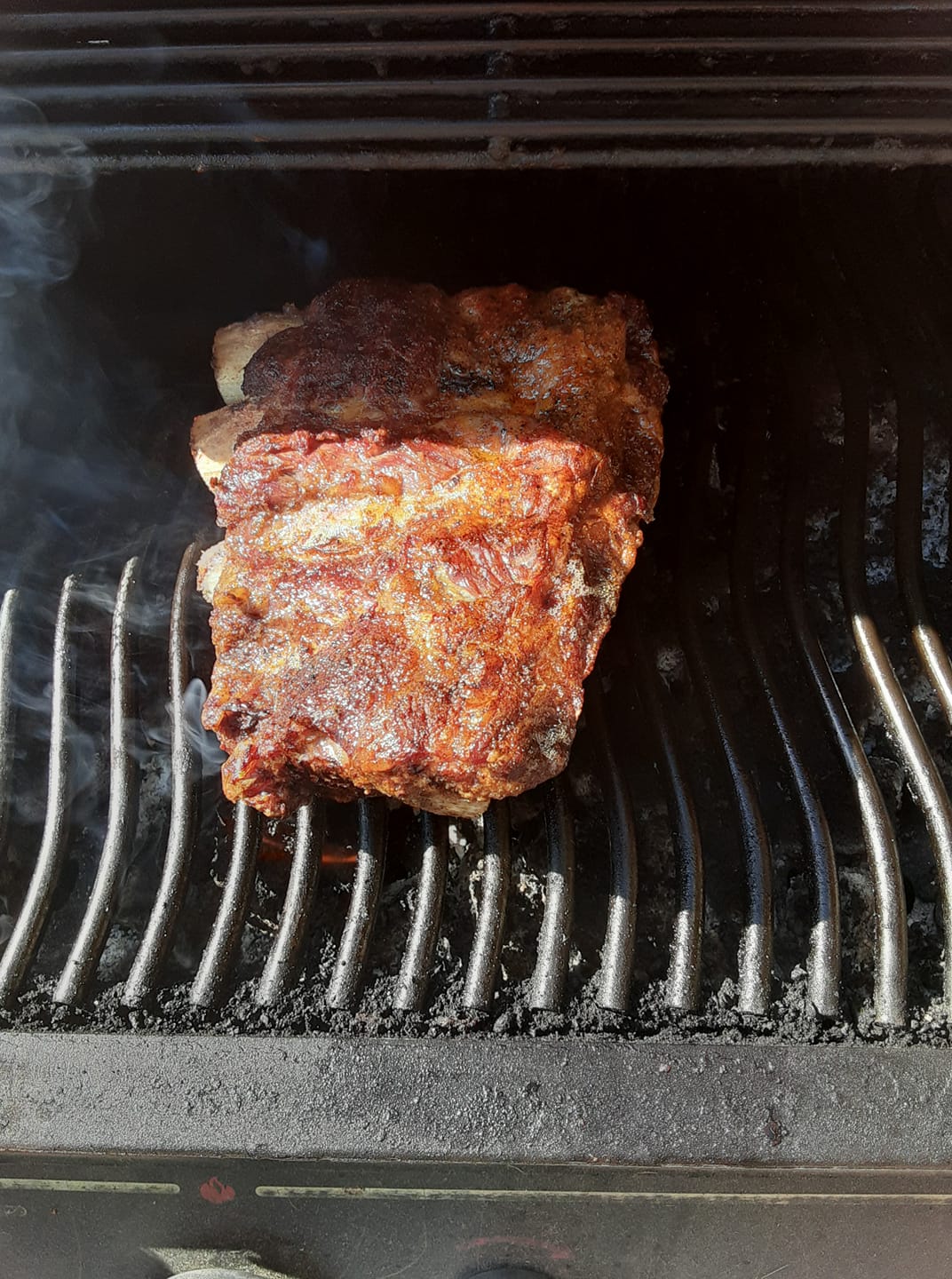 [Homemade] Beef Ribs On The Grill After a Three Hour Soak In Foil At 300 Degrees. r/food