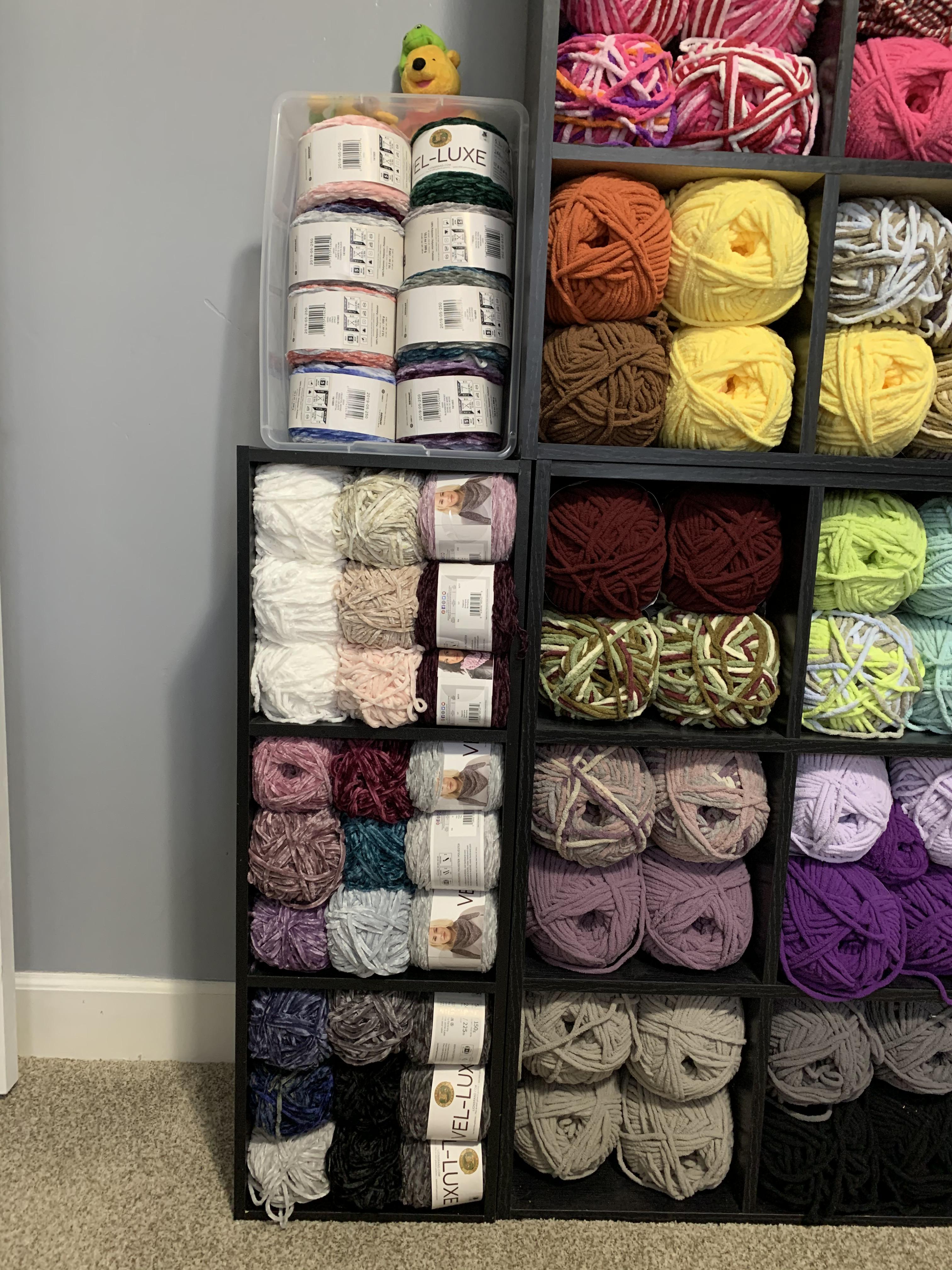 I had to repurpose my pattern rack for my new velvet yarn since it was