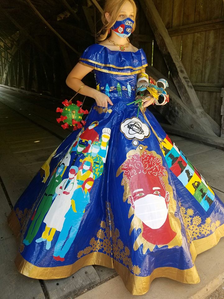 This young woman's 2020 duct tape prom dress is unbelievable. r/pics