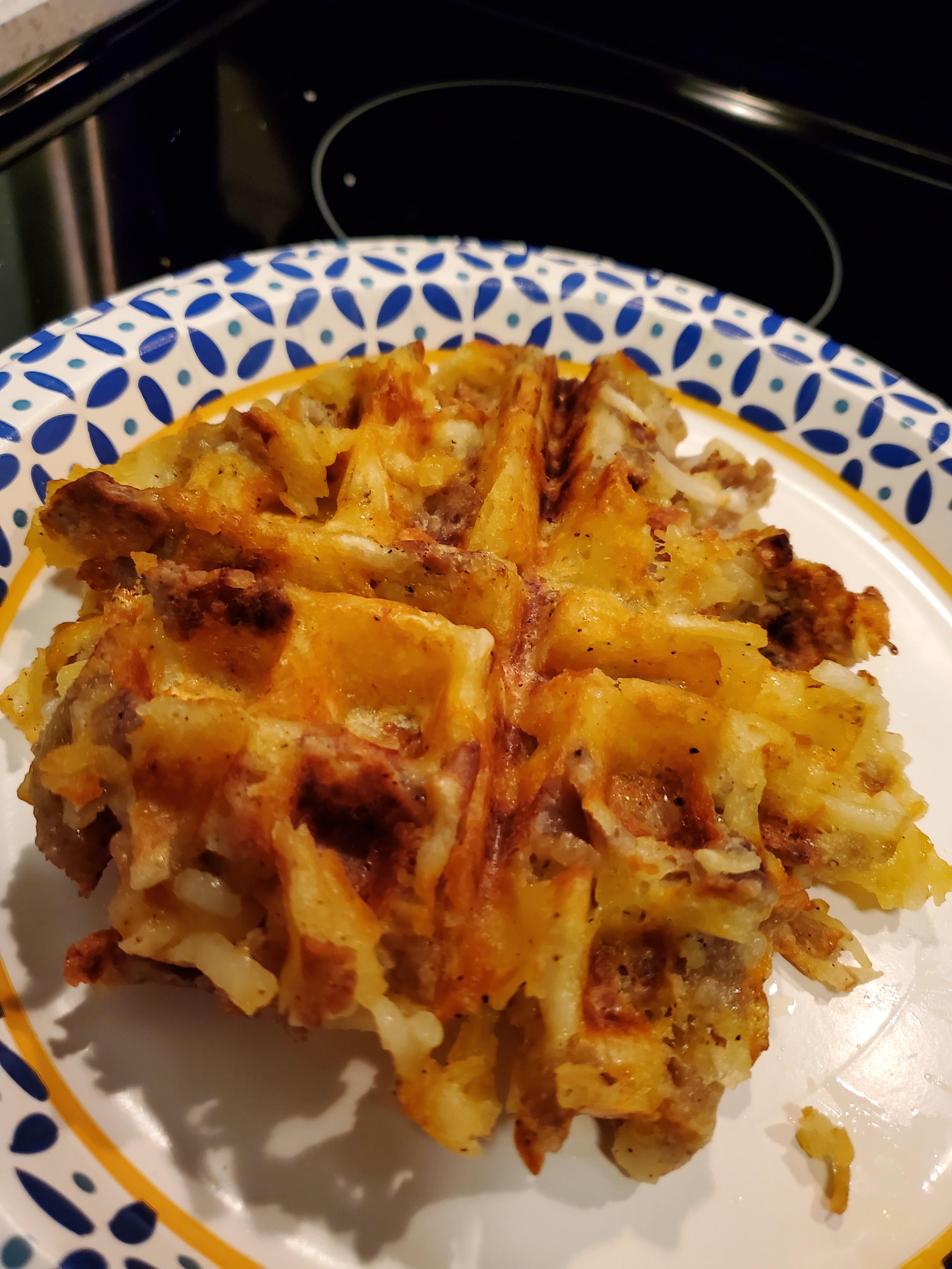 [Homemade] Jimmy Dean Sausage, Wisconsin Cheddar Cheese, Belgian